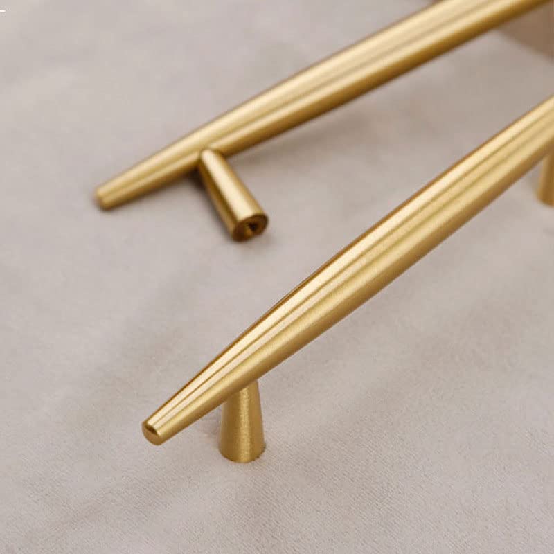 2 Pack Gold Cabinet Handles - Solid Brushed Brass Drawer Pulls - 5.7 Inch (145mm) Kitchen & Bathroom Hardware - Vintage Style Knobs for Dresser, Wardrobe & Furniture - Perfect for Home Renovation & DIY Projects
