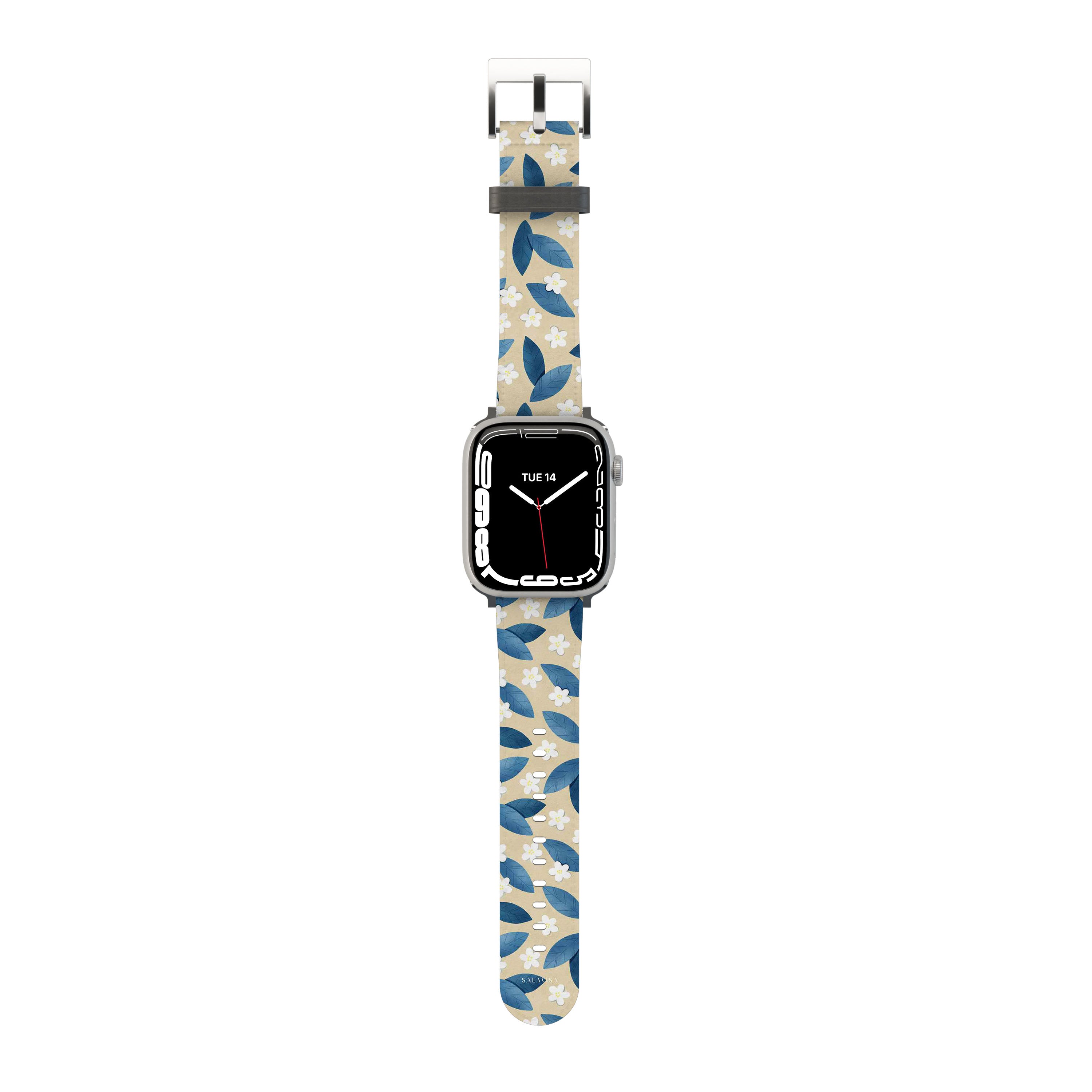 Premium Blue Leaf Pattern Apple Watch Band - Stylish & Durable Replacement Strap for Apple Watch Series 1/2/3/4/5/6/7/8/SE - Perfect for Workouts, Daily Wear & Fashion Accessories