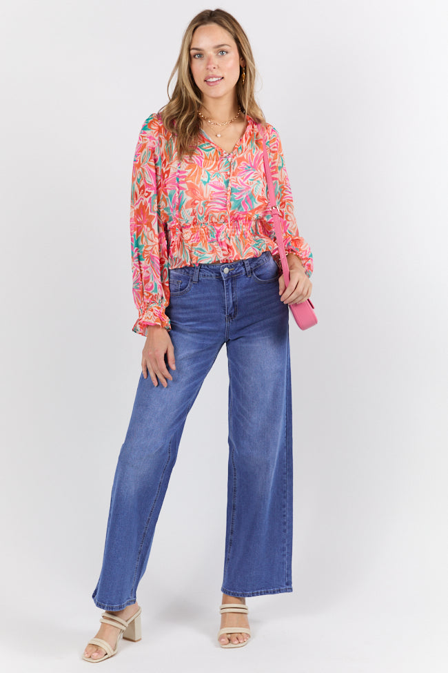 Stylish Take Me To The Tropics Multi Print Blouse with Cami Lining - Floral Summer Top for Women - Perfect for Beach Vacations & Tropical Getaways