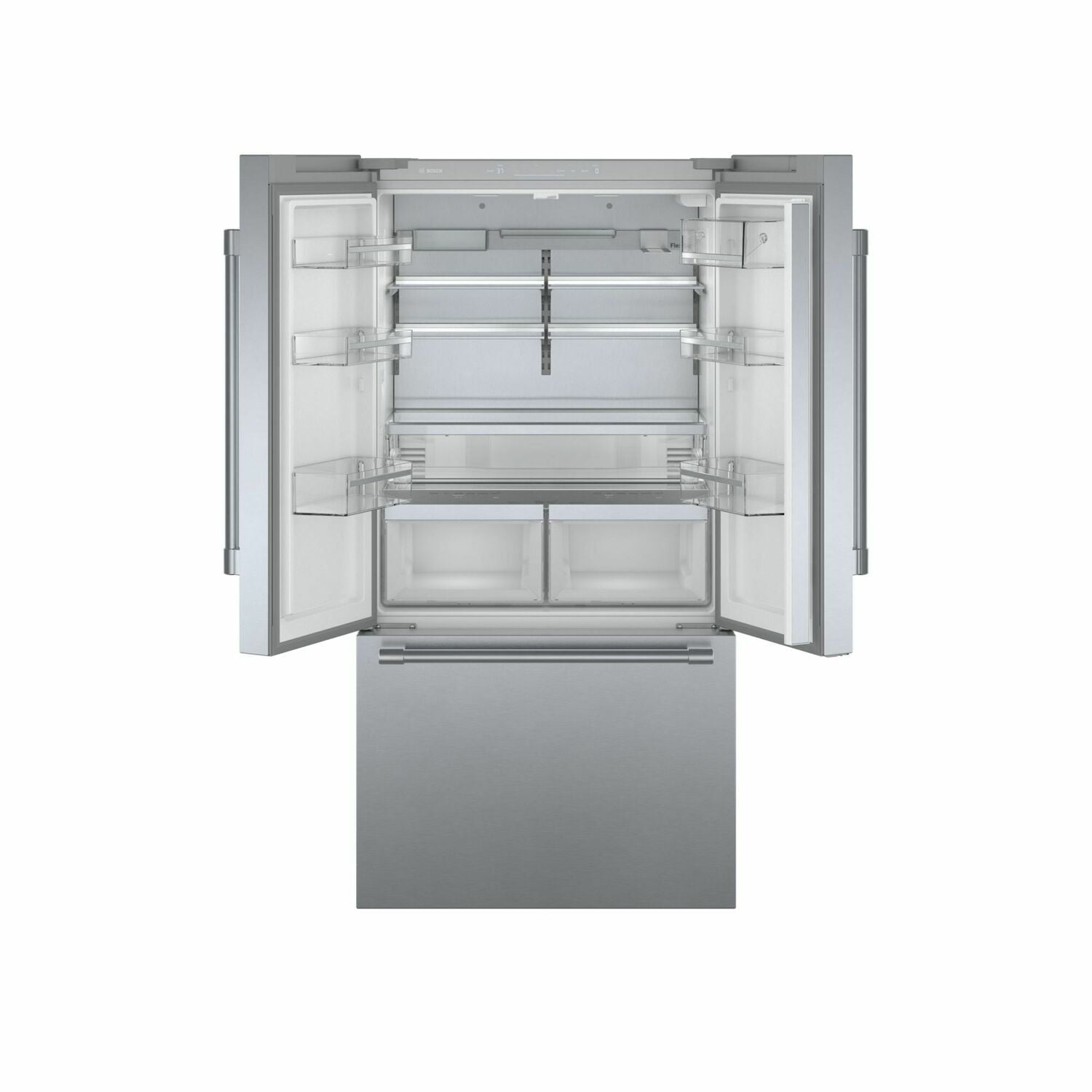 Bosch 800 Series 36 Inch French Door Refrigerator with Bottom Freezer - Stainless Steel B36CT81SNS - Easy Clean Interior - Perfect for Modern Kitchens & Large Families