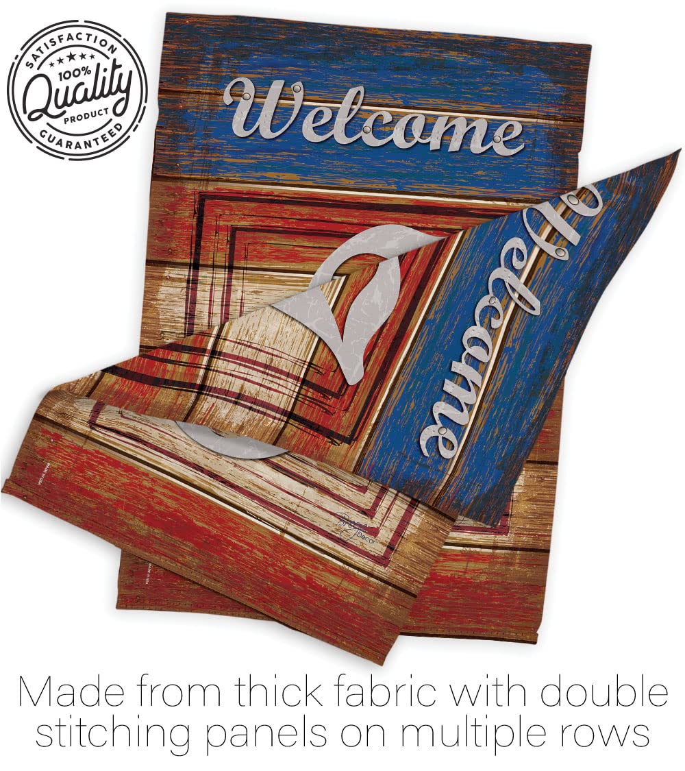 Americana Patriotic Vertical House Flag Set 28x40in w/Flagpole - Perfect for Outdoor Decor