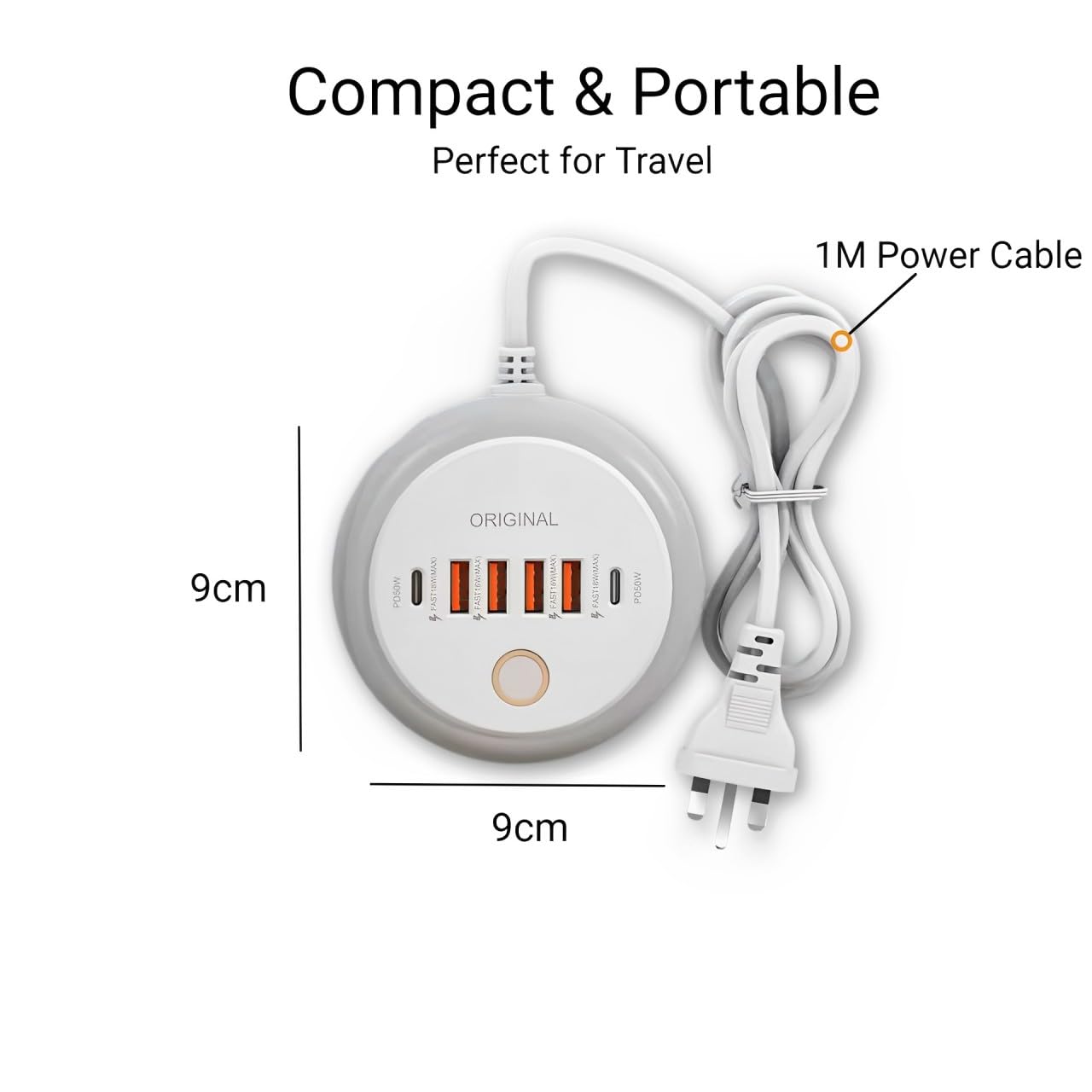 25W 6-Port USB C Fast Charger - 2 USB C & 4 USB A Ports for iPhone 16/15/14, iPad, Samsung - Home & Office Use