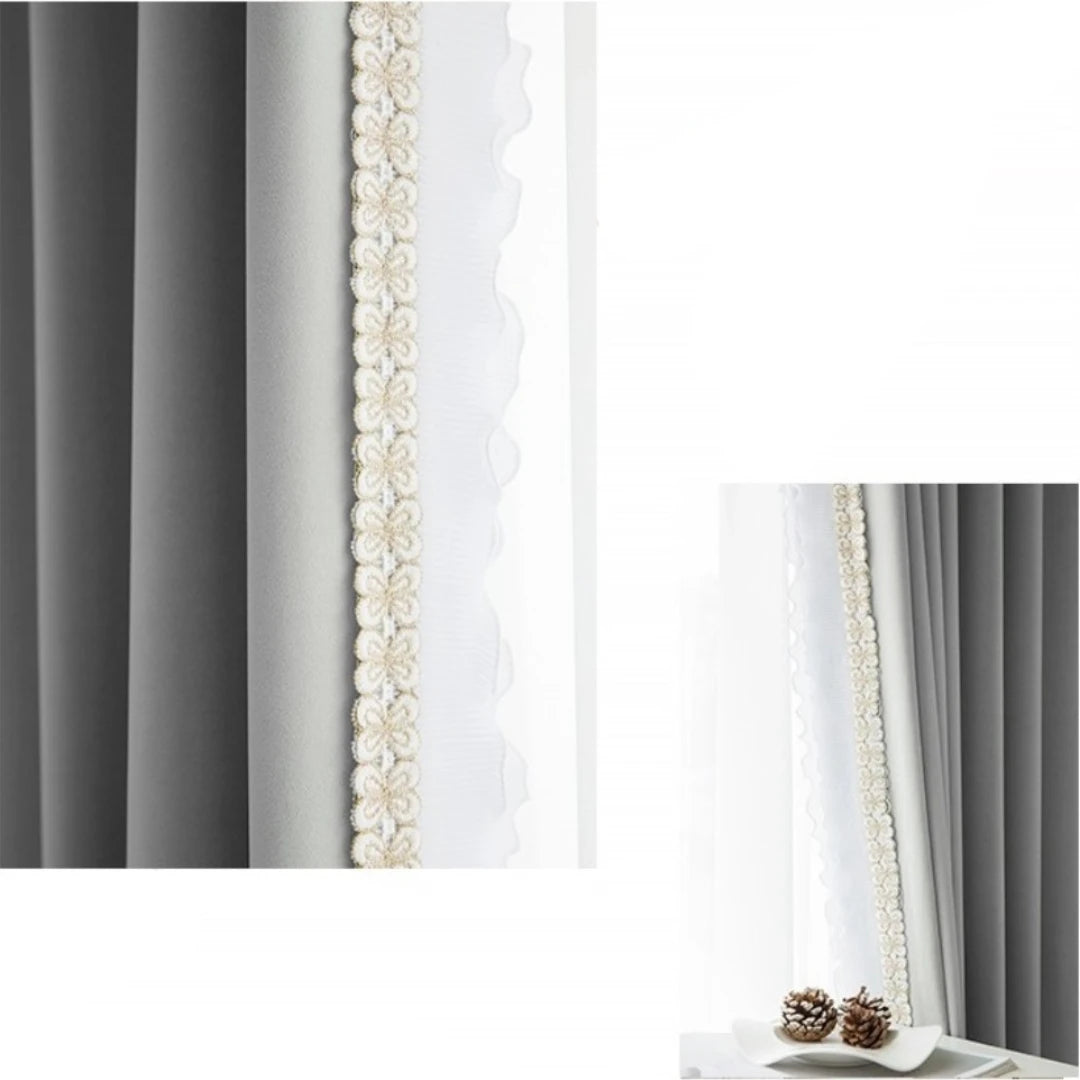 Custom Catherine Velvet Floral Trim Blackout Curtains for Bedroom & Living Room - Light Blocking Window Drapes for Better Sleep & Privacy
