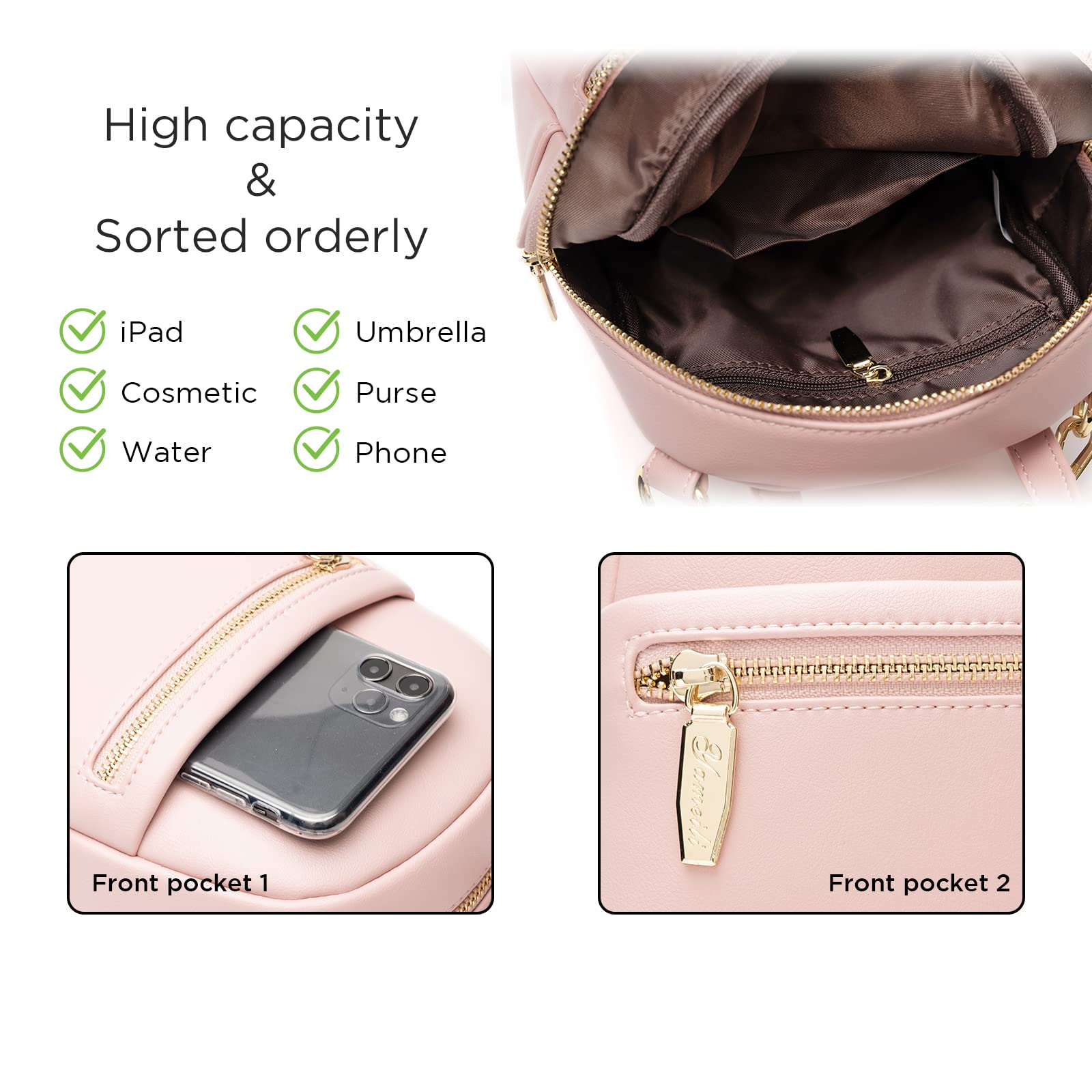 Cute Mini Leather Backpack Purse for Women & Teen Girls - Small Shoulder Bag Handbag for School, Travel & Daily Use