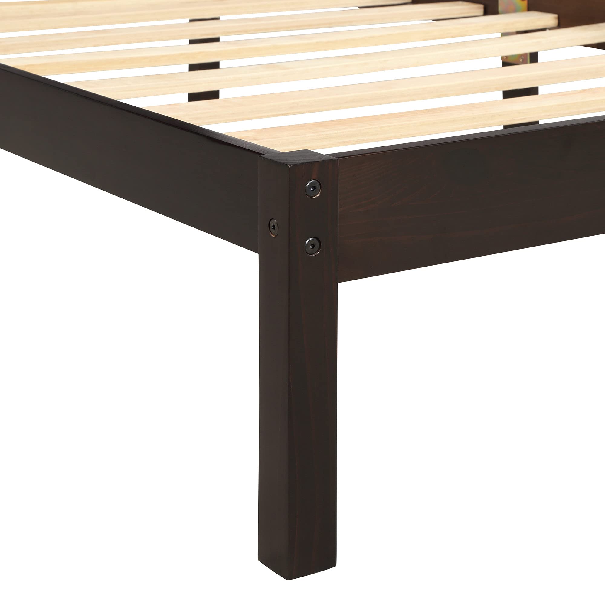 Wood Platform Bed Frame with Headboard - Full Size Espresso for Bedroom