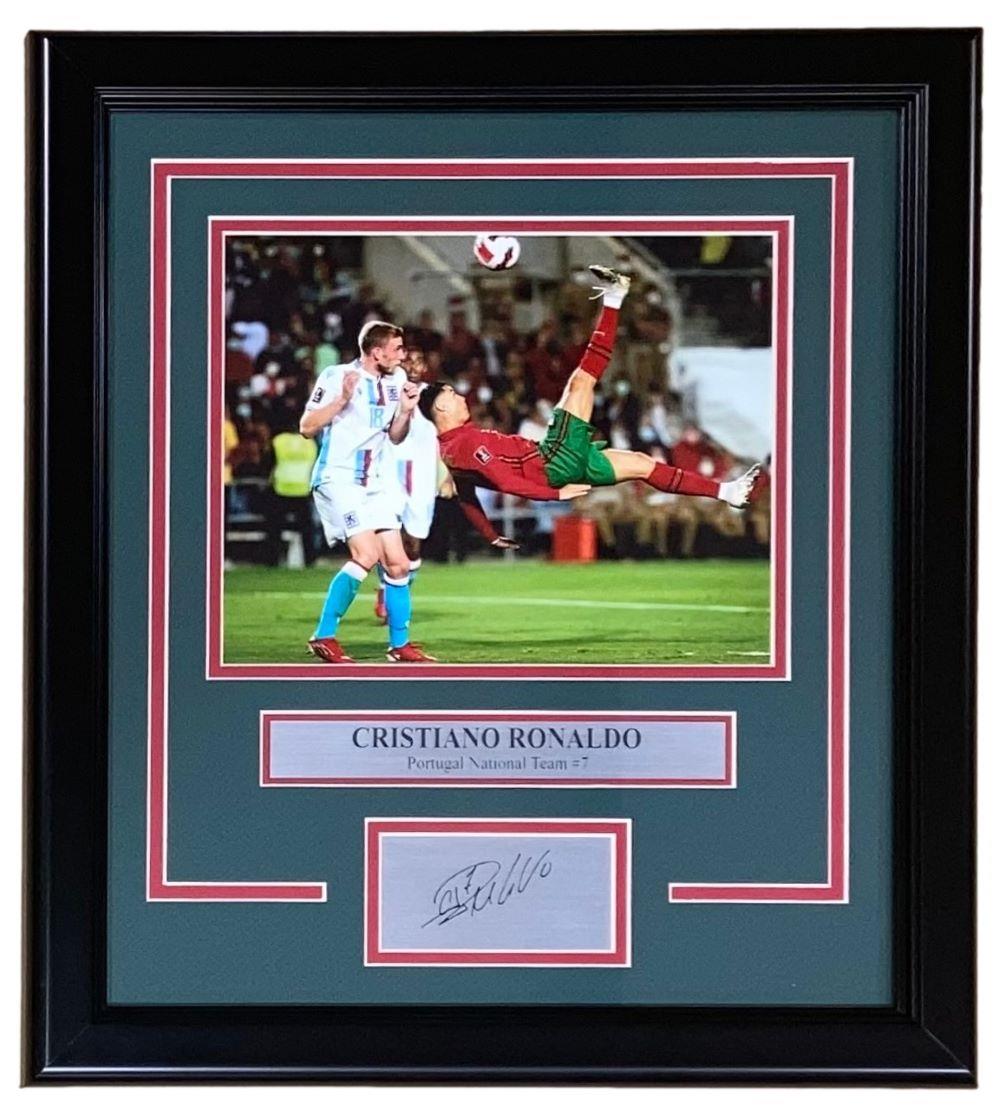 Authentic Cristiano Ronaldo Framed 8x10 Portugal Soccer Photo with Laser Engraved Signature - Perfect for Football Fans, Sports Memorabilia Collectors & Home/Office Decor