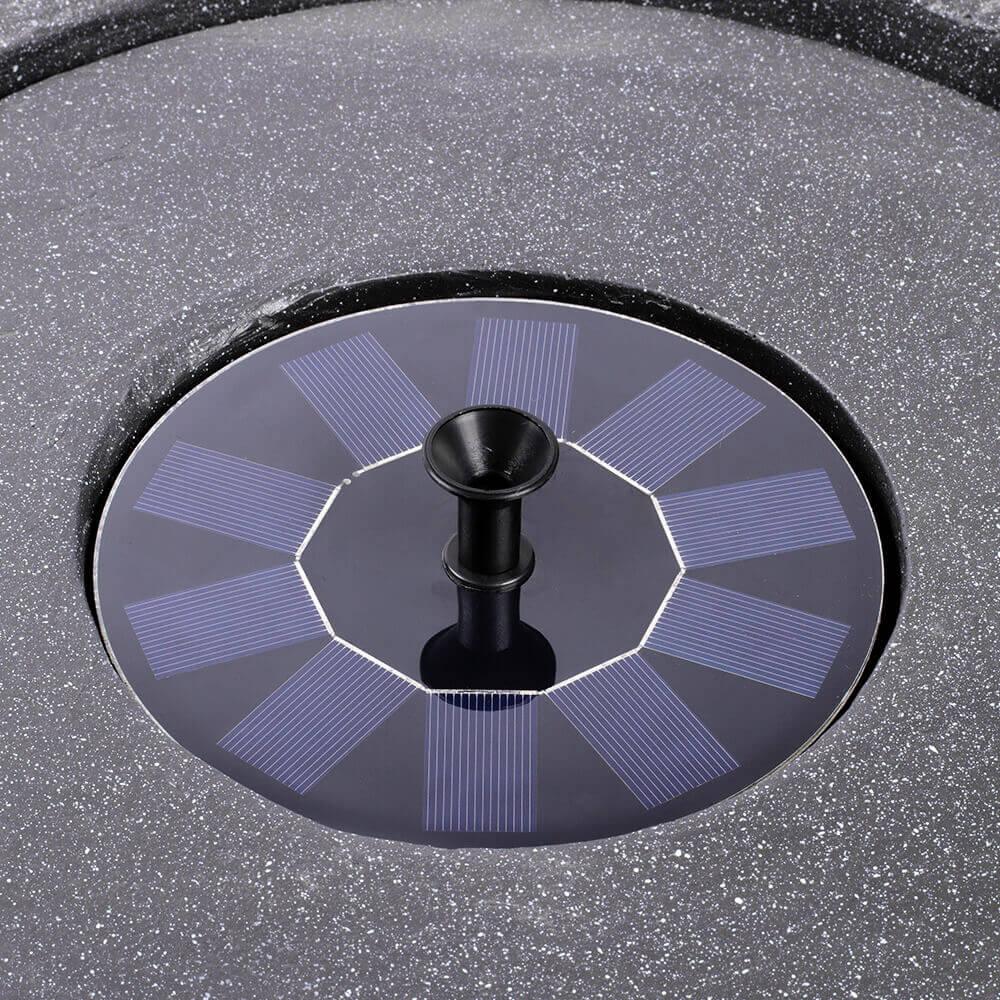Dark Grey Solar-Powered Stone Bowl Water Fountain - Outdoor Garden Decor for Patio, Yard, and Landscape