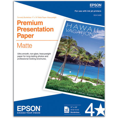 Epson Premium Presentation Matte Paper 11x14 Inches - 50 Sheets Pack | Ideal for Professional Presentations, Photo Prints & Art Projects