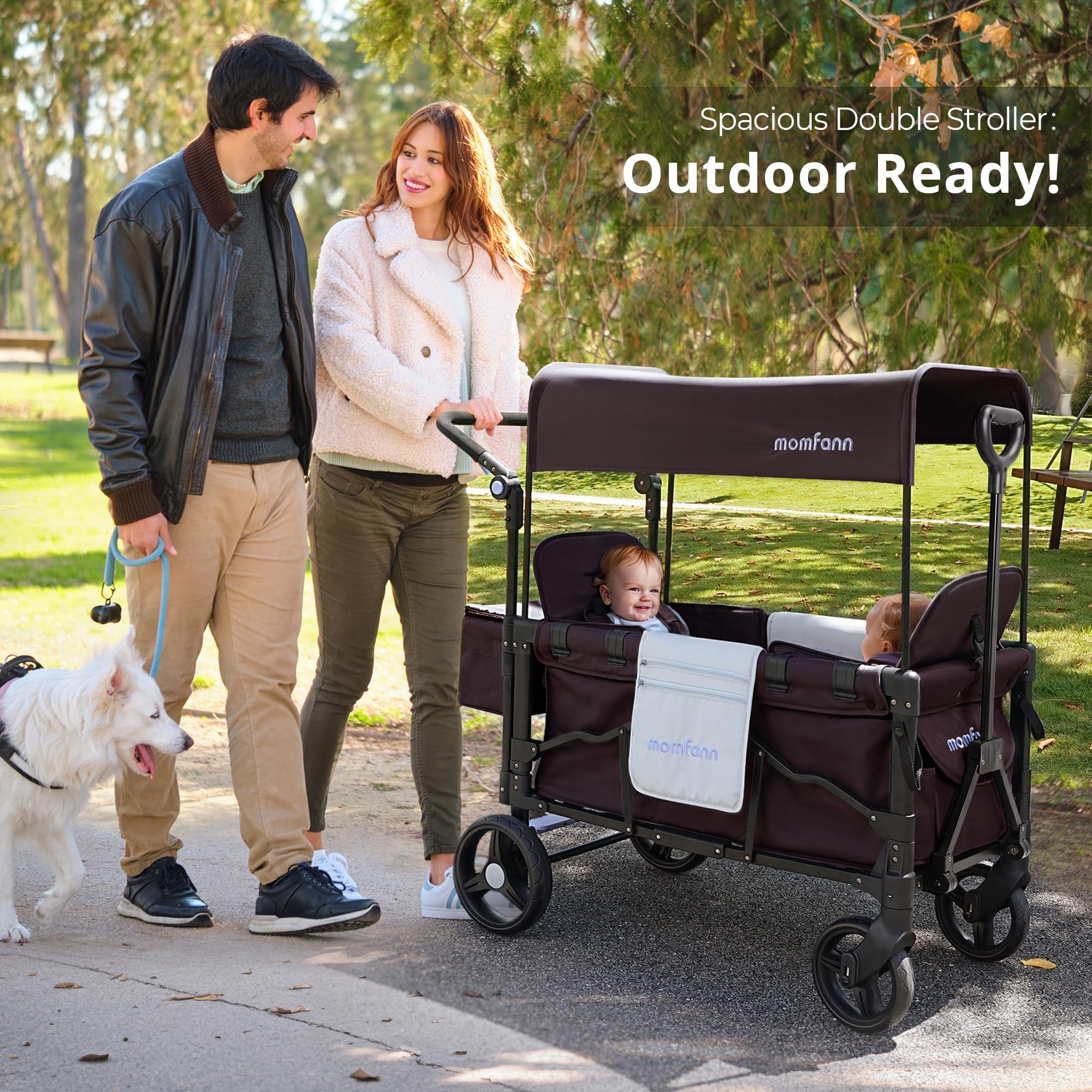 **Best Double Stroller Wagon for 2 Kids - Adjustable Handle Baby Wagon with Canopy & Organizer - Foldable Lightweight Design for Easy Storage - Perfect for Outdoors, Beach, Park & Shopping (Purple)**