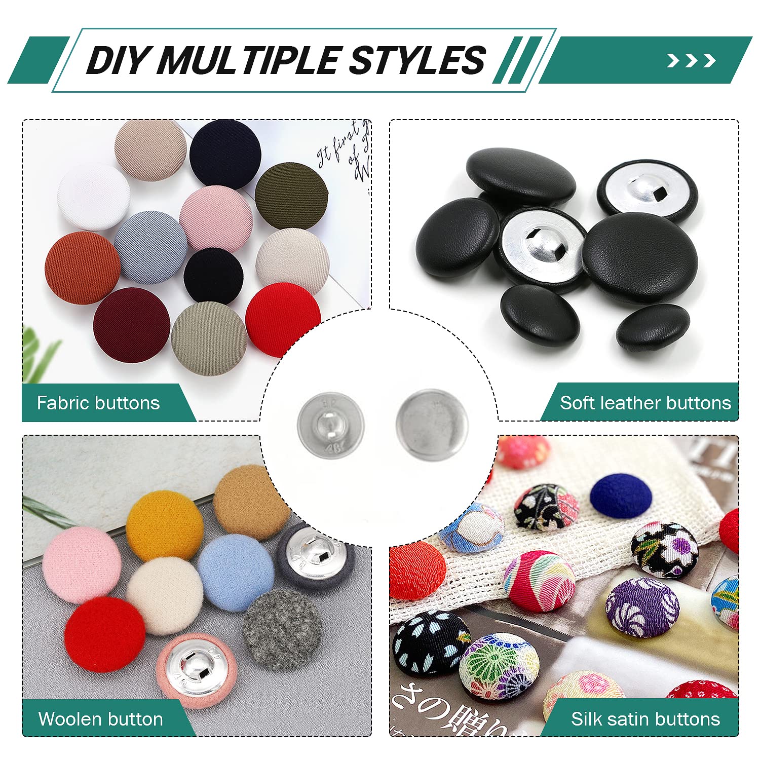 Fabric Covered Button Maker Machine Kit - DIY Handmade Button Press Tool with 300 Pcs Buttons & 3 Molds (18/25/30mm) for Clothing, Upholstery, Doll Making - Perfect for Sewing Projects, Costume Design & Crafting