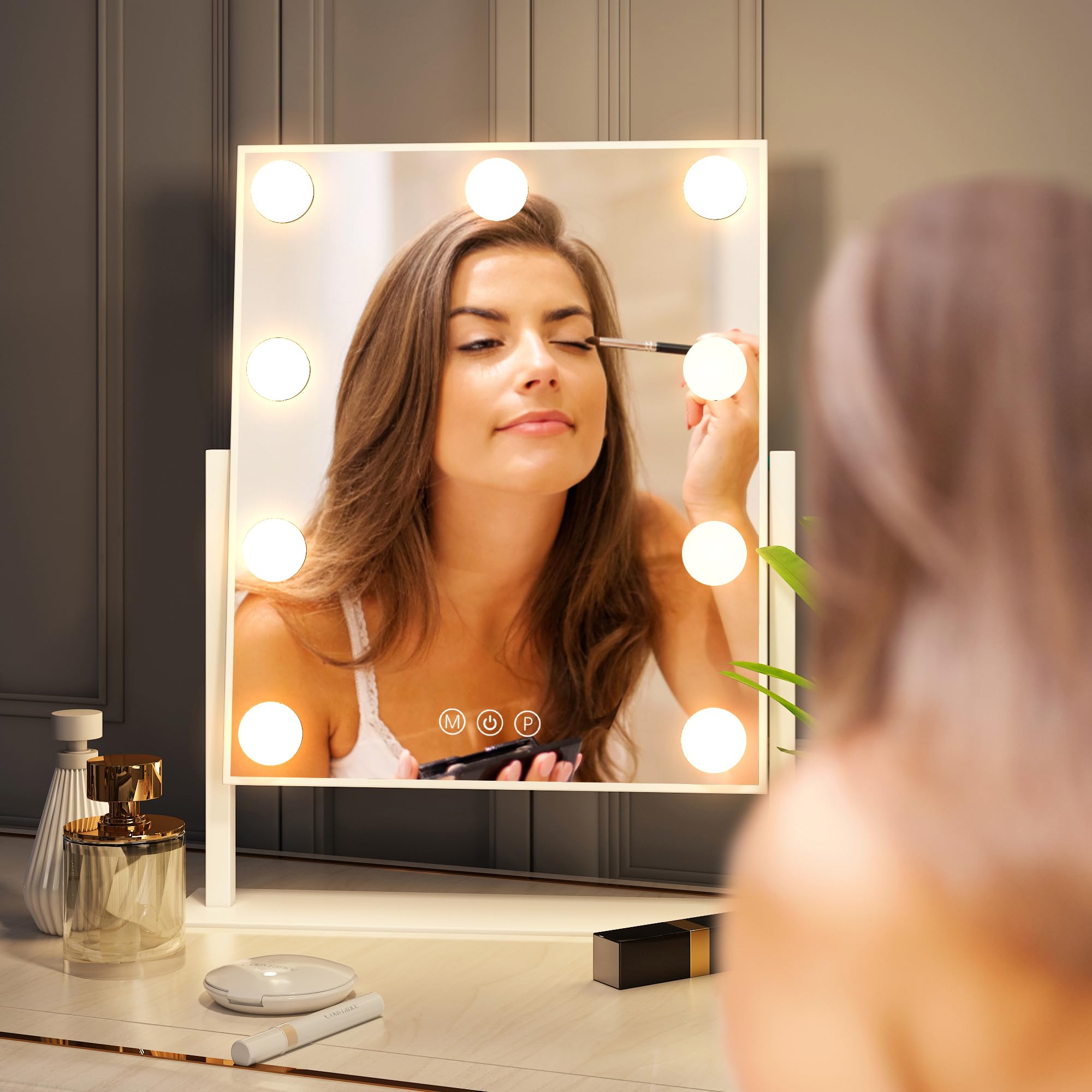 ZL ZELing LED Vanity Mirror with Lights - 10X Magnification Makeup Mirror with Smart Touch Control, 3 Color Dimmable Lighting & 360° Rotation - Perfect for Home Makeup, Salon, Dressing Room & Professional Beauty Application