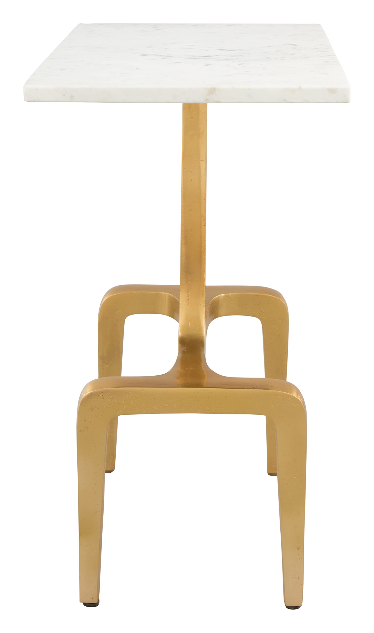 Zuo Clement Marble Side Table - White & Gold Accent End Table for Living Room, Bedroom & Office Decor | Modern Luxury Nightstand with Marble Top & Gold Metal Base