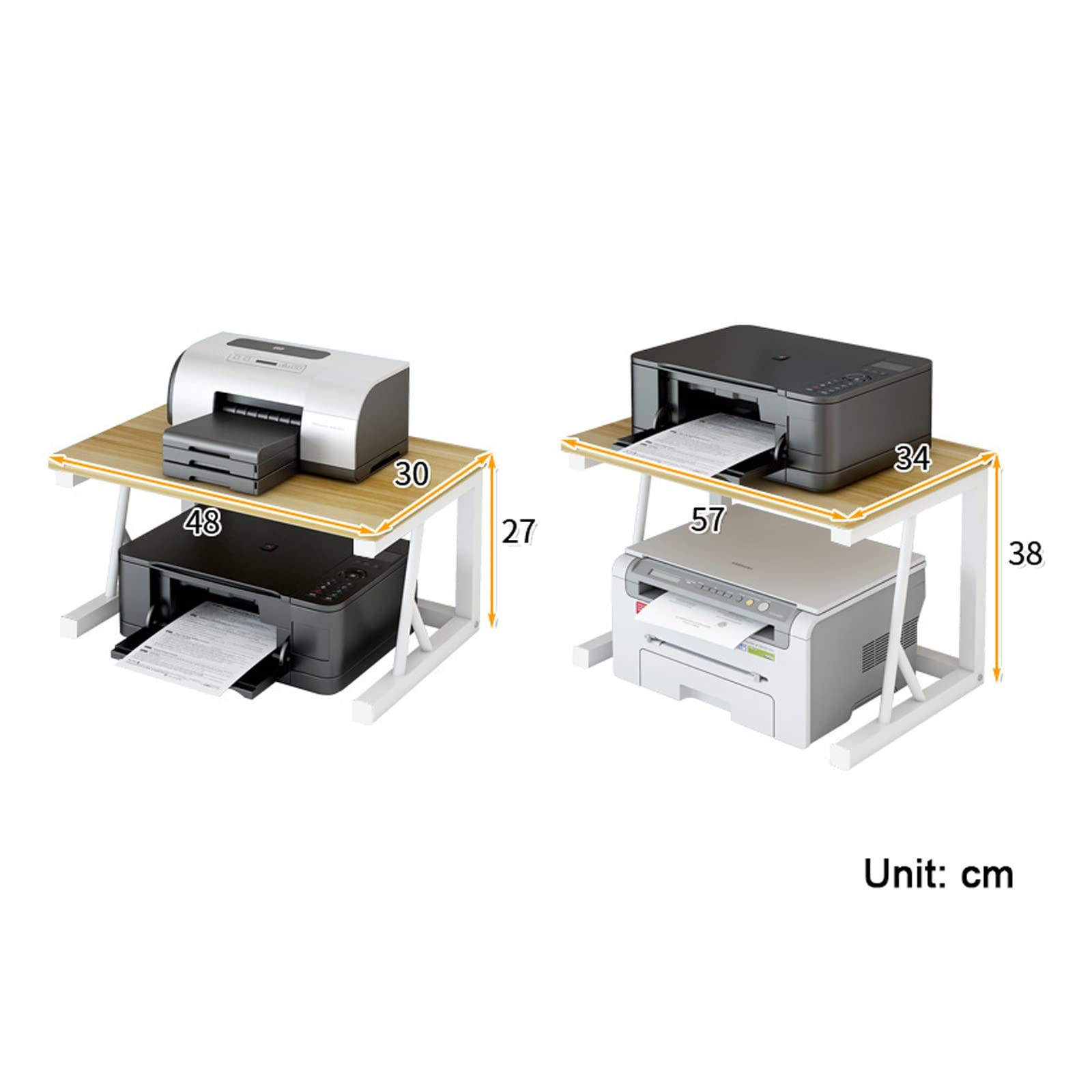 Double Layer Bookshelf - Space Saving Desktop Organizer for Office & Home, Printer Stand with Storage, 57x34x38cm - Perfect for Living Room, Study & Workspace Organization