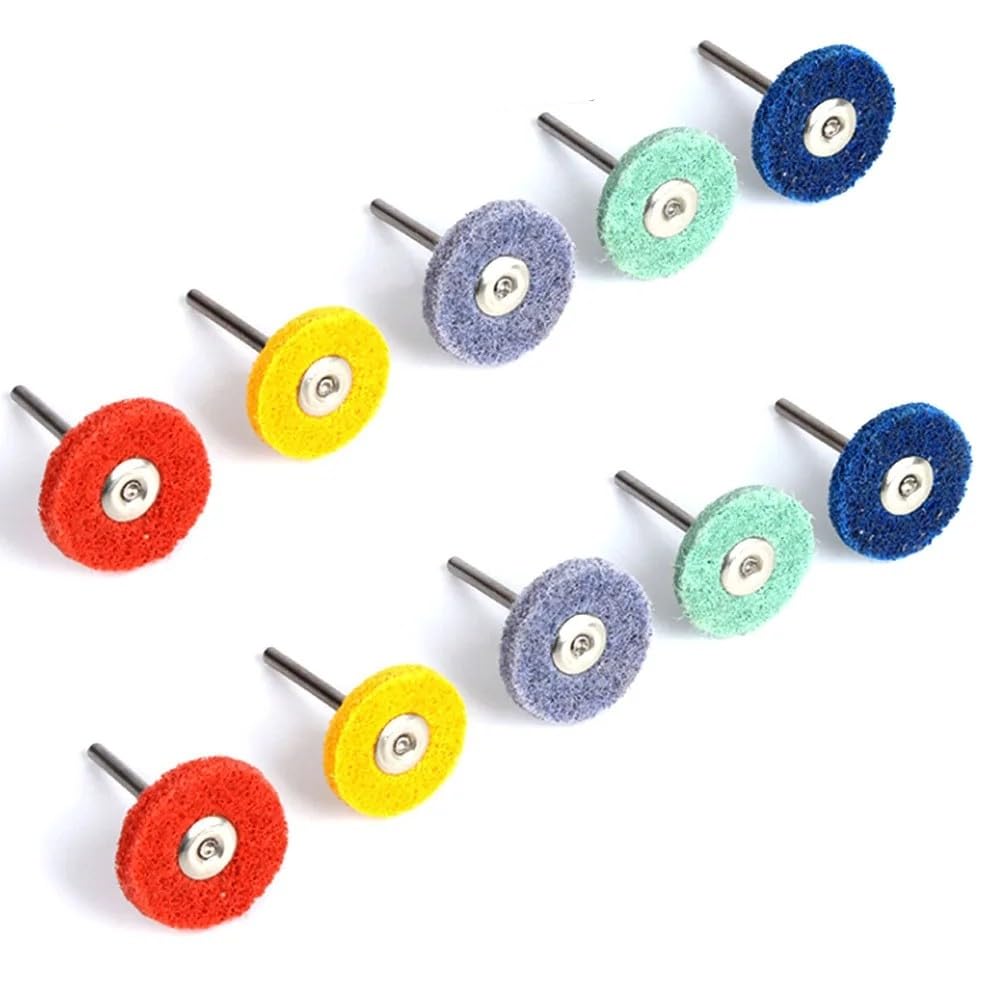 10PCS 3mm Shank Nylon Fiber Grinding Sanding Head Mini Brush Abrasive Wheel Buffing Polishing Wheel Tools for Grinder Rotary Tools, Grit 400 - Perfect for Metal, Wood & Jewelry Polishing, DIY Crafts & Automotive Detailing