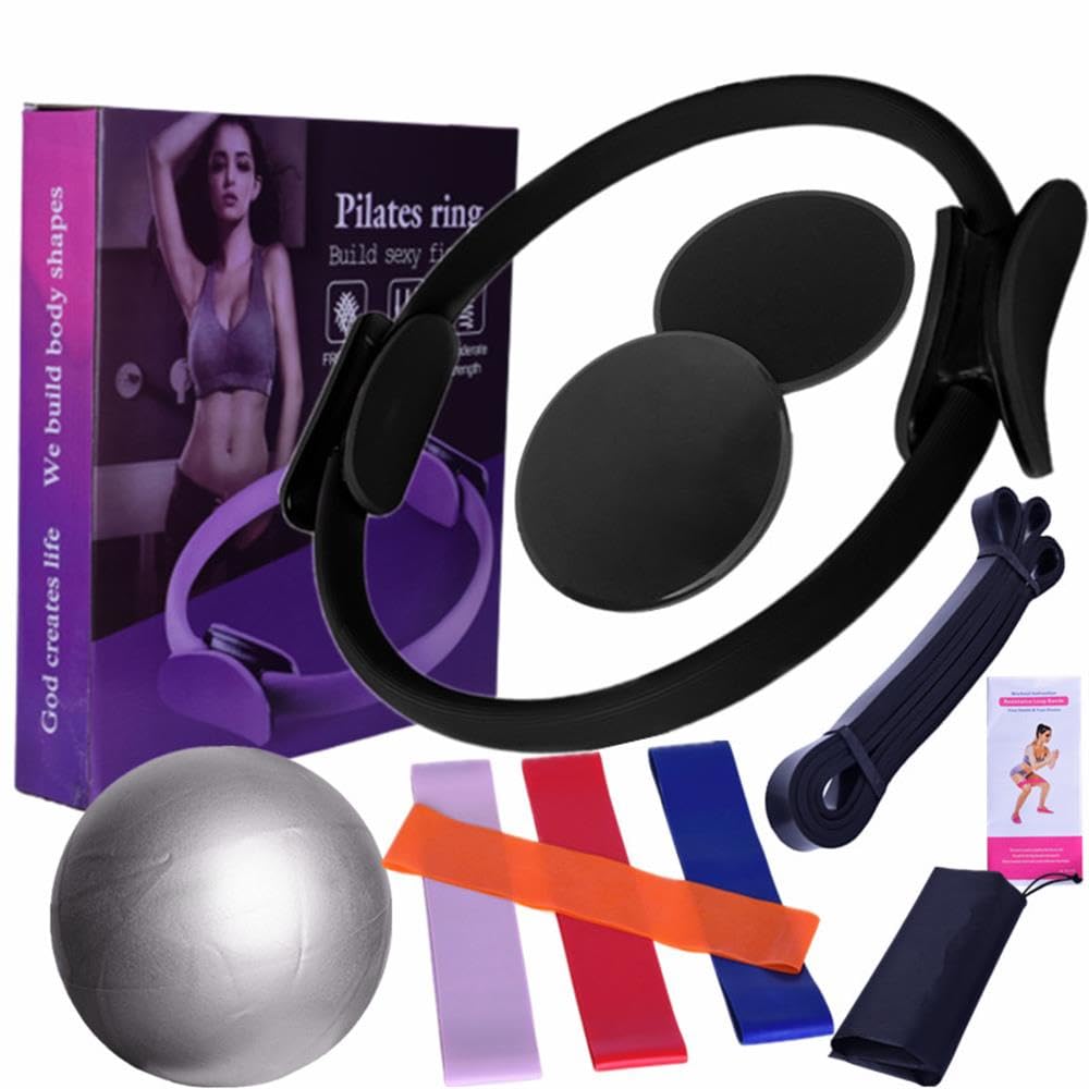 Premium Pilates Equipment Set for Home Workouts - Pilates Ring, Exercise Ball & Resistance Bands Kit - Perfect for Core Strength Training, Yoga & Fitness - Ideal for Home Gym, Studio & Rehabilitation Exercises