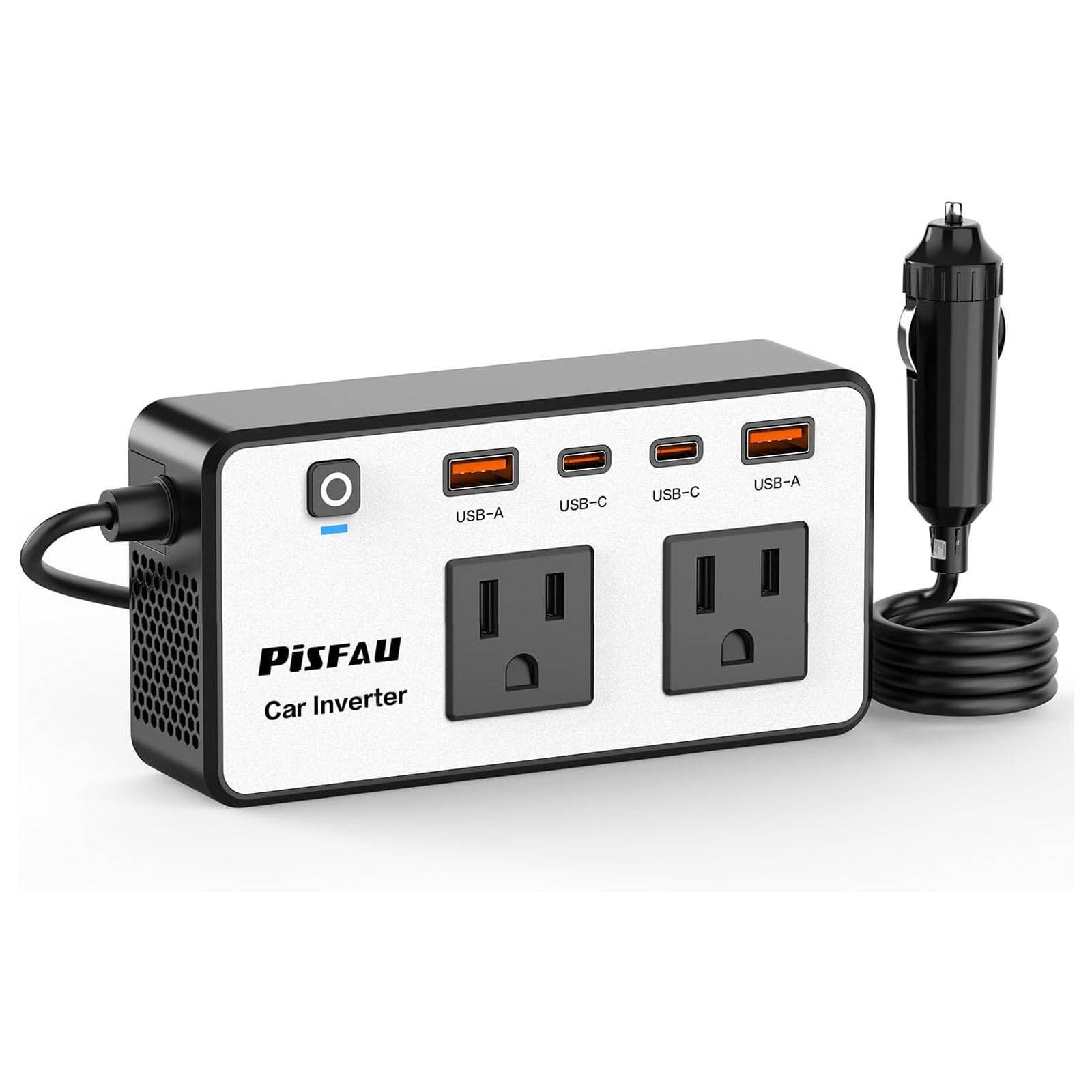 300W Car Power Inverter 12V to 110V with Dual USB Ports (24W Fast Charging) - DC to AC Converter for Laptop, CPAP, TV & Road Trips - Essential Vehicle Accessory for Camping, Travel & Emergency Power