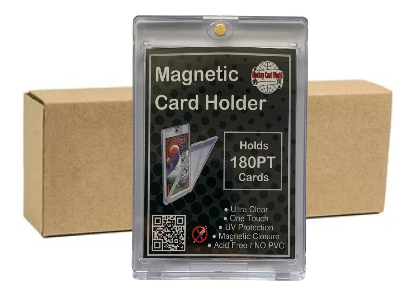 20-Pack Hockey Card World 180pt Magnetic One Touch Card Holders - Ultra Clear Protection for Sports Trading Cards - Perfect for Collectors, Grading & Display