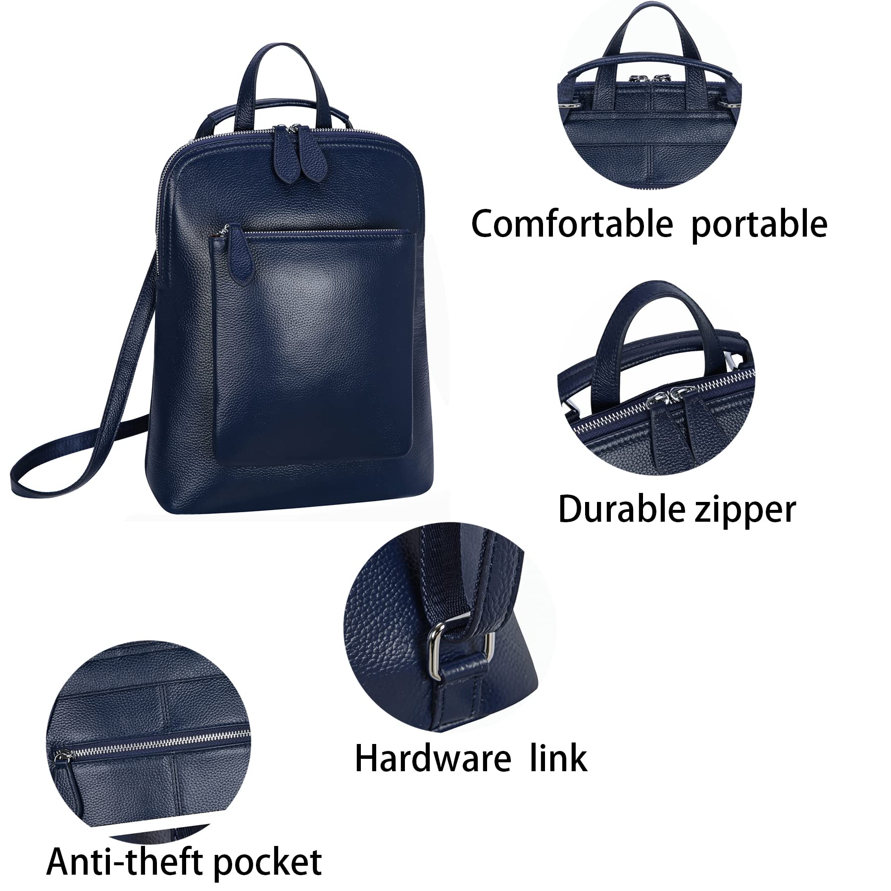 HESHE Women's Leather Backpack Purse - Convertible Designer Work Bag, Stylish Laptop Backpack for Office, Travel & Everyday Use