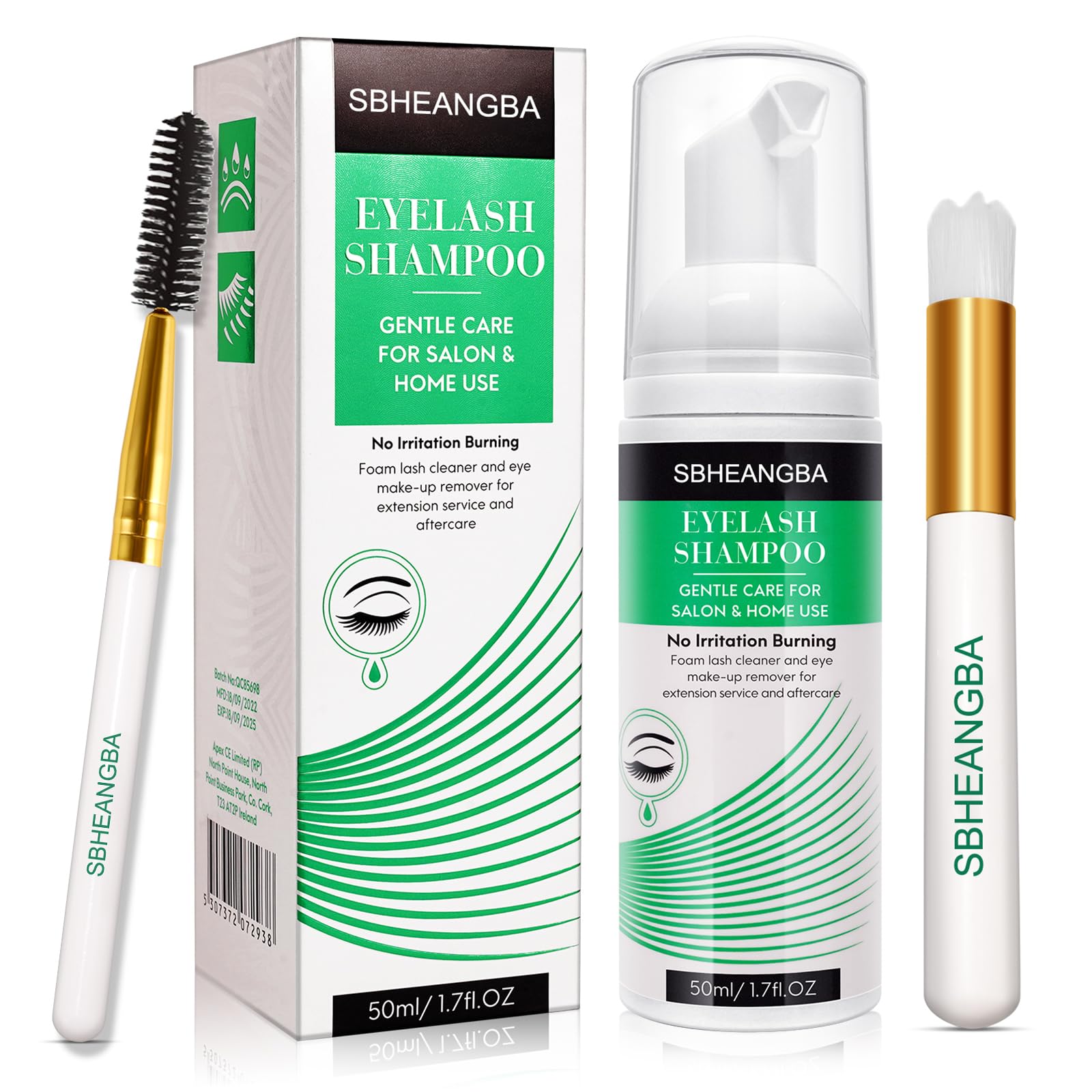 Lash Shampoo for Eyelash Extensions - 50ml Eyelash Extension Cleanser with Brush | Gentle Foaming Eyelid Wash for Extensions & Natural Lashes | Safe Makeup Remover for Professional Salon & Home Use | Perfect for Daily Lash Care & Post-Extension Maintenance