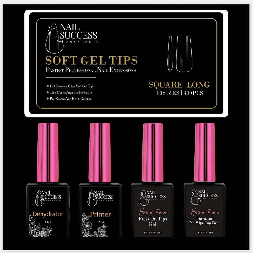 HEMA-Free Soft Gel Press On Nail Kit - Long Lasting Fake Nails with Glue - Perfect for Home Manicure, Parties & Special Occasions