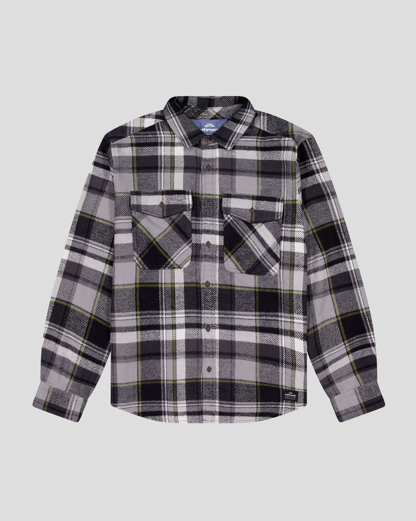 Men's Huntly Long Sleeve Plaid Shirt - Steel Grey - Casual Button Down Shirt for Outdoor Activities & Workwear