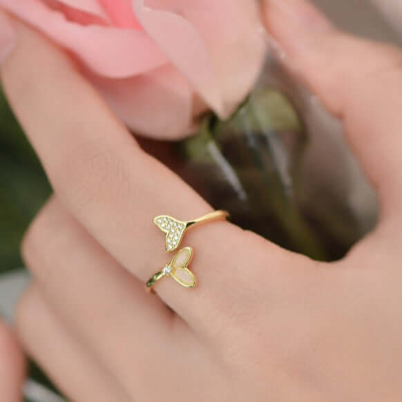White Gold Whale Tail Split Ring DQ8495 - Elegant Jewelry for Women, Perfect for Gifts, Parties & Everyday Wear