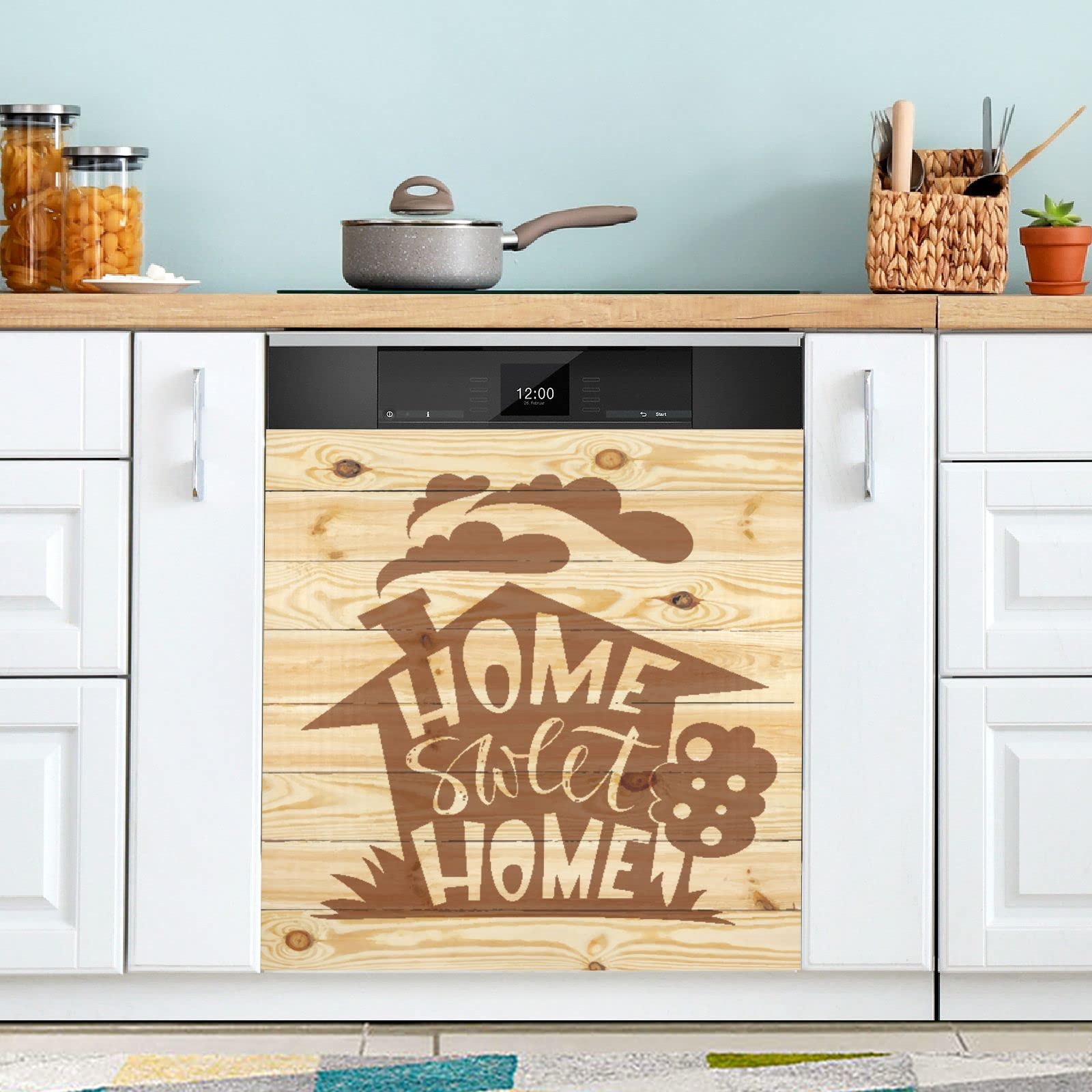 Kitchen Decor Dishwasher Magnet Cover Sticker - Washing Machine & Refrigerator Panel Decal | Home Sweet Home Magnetic Sticker for Fridge, Cabinets & Doors | Perfect for Home Kitchen Organization & Appliance Decoration