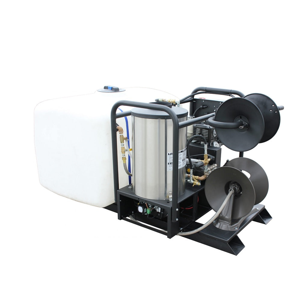 Dynablast 3500psi 3.8GPM Hot Water Pressure Washer with Diesel Burner - Heavy Duty Truck Mounted Skid Unit H4035GRGFT for Industrial Cleaning & Fleet Maintenance