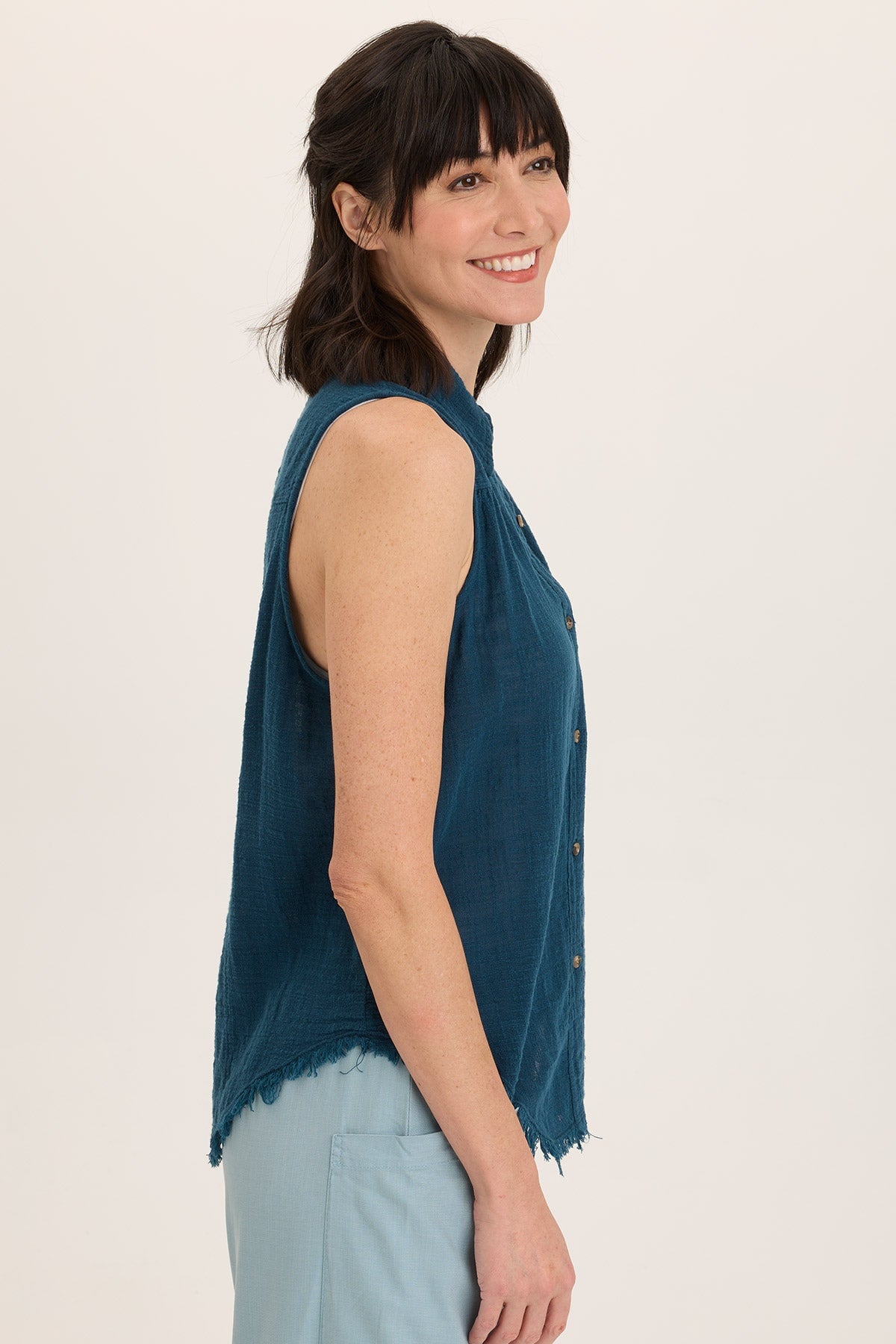 Otto Gauze Button Up Tank - Lightweight Breathable Women's Summer Top for Casual Wear, Beach Outfits & Layering