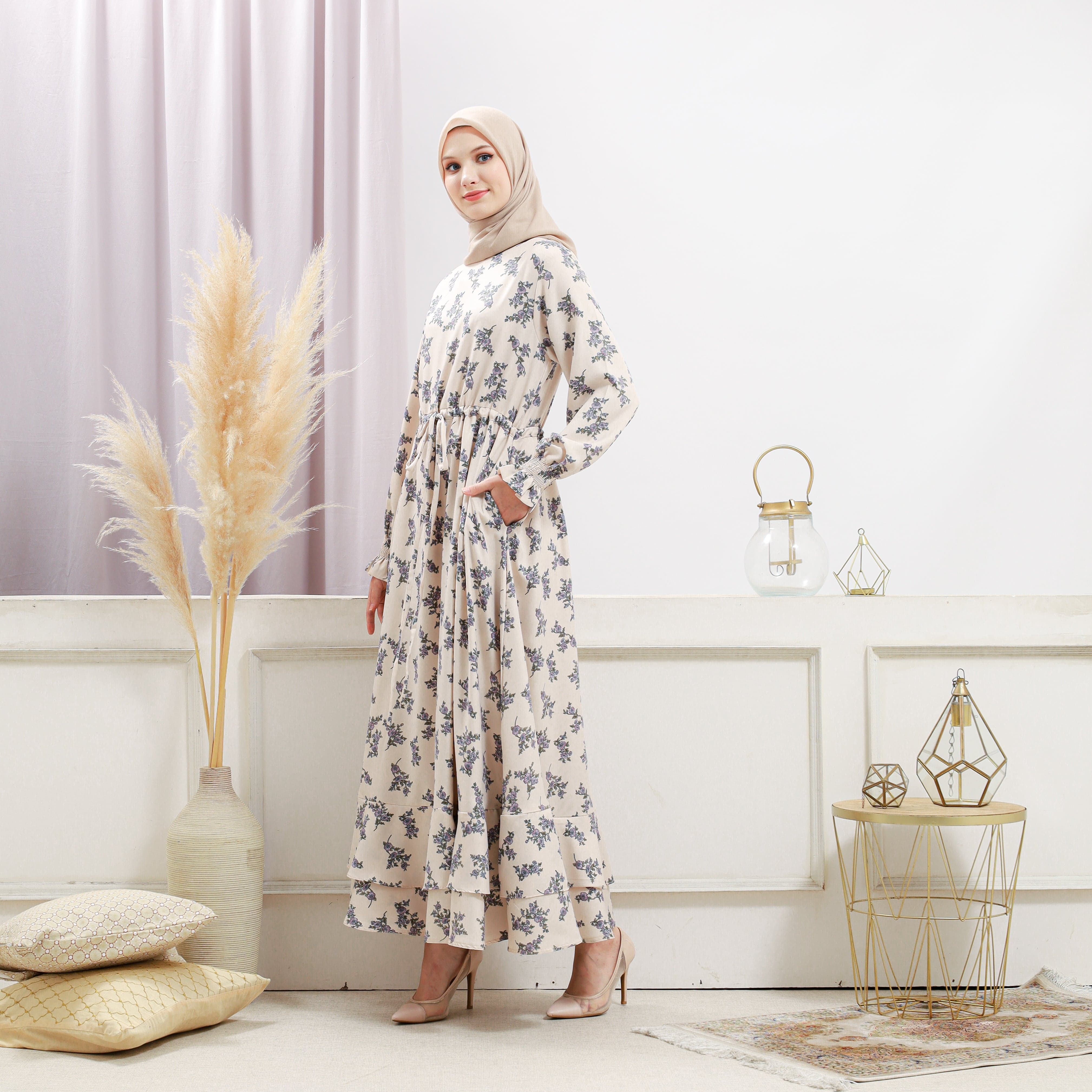 Women's Floral Print A-Line Dress with Bone Structure - Perfect for Summer Parties, Weddings & Casual Outings