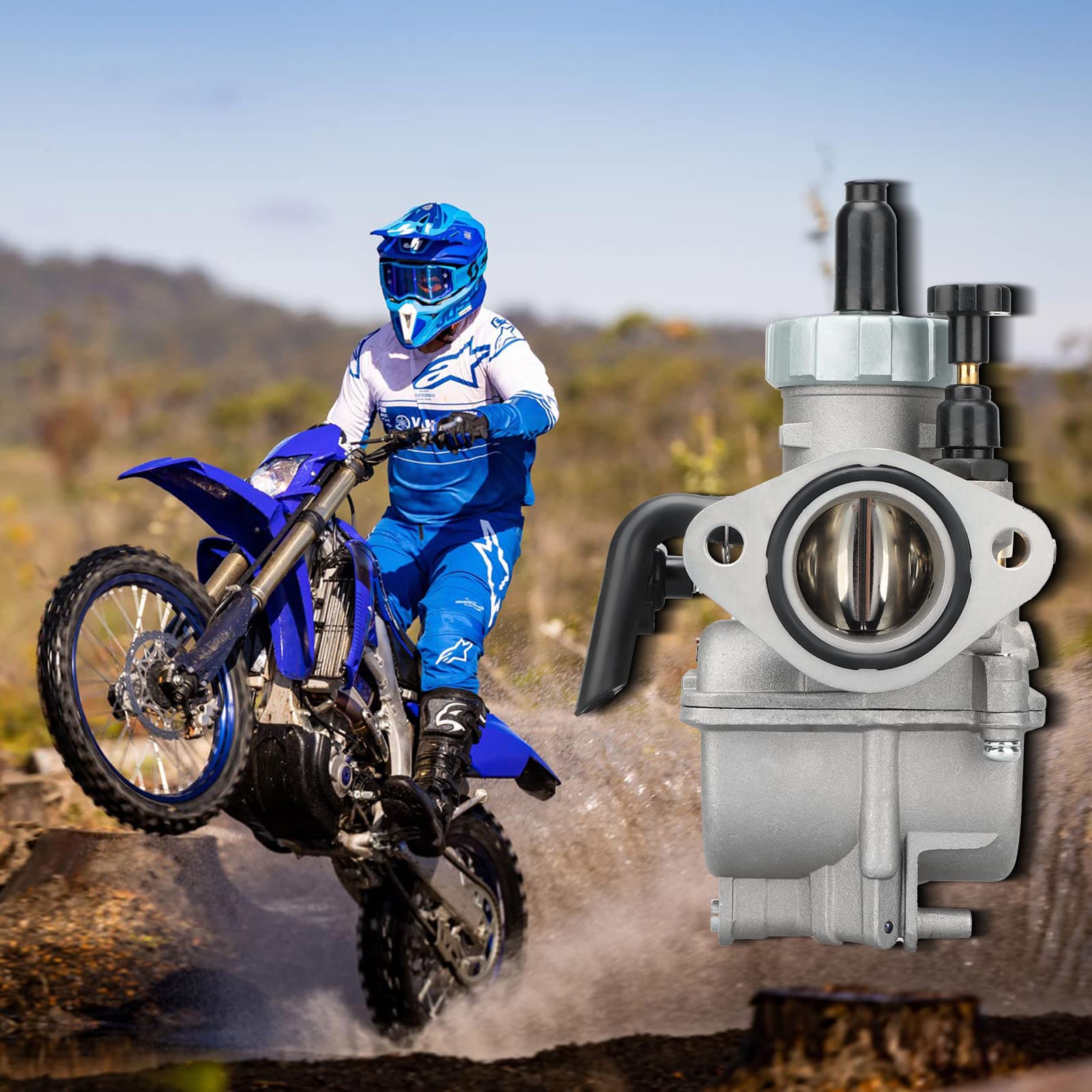 NIBBI PE17mm Carburetor for 80cc-100cc Flange Motorcycle Engine - Compatible with Dirt Bikes, Mini Bikes, Apollo Dirt Bikes & TAOTAO Scooters - High Performance Carb Jets Included - Perfect for Off-Road Racing & Engine Tuning