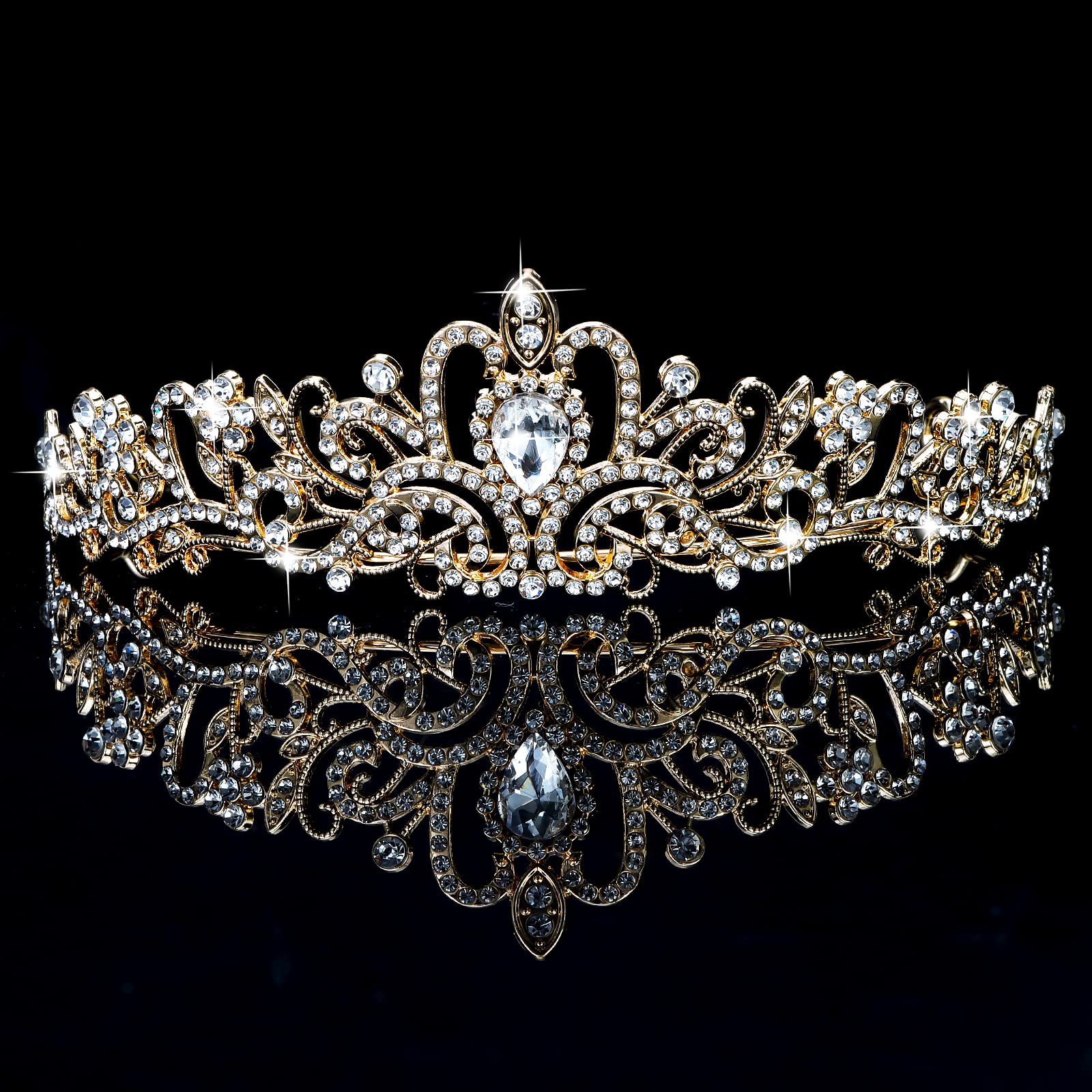 Elegant CIEHER Gold Tiara Crown for Women & Girls - Princess Bridal Wedding, Prom, Quinceañera, Birthday & Christmas Hair Accessories | Perfect for Parties, Pageants & Special Occasions