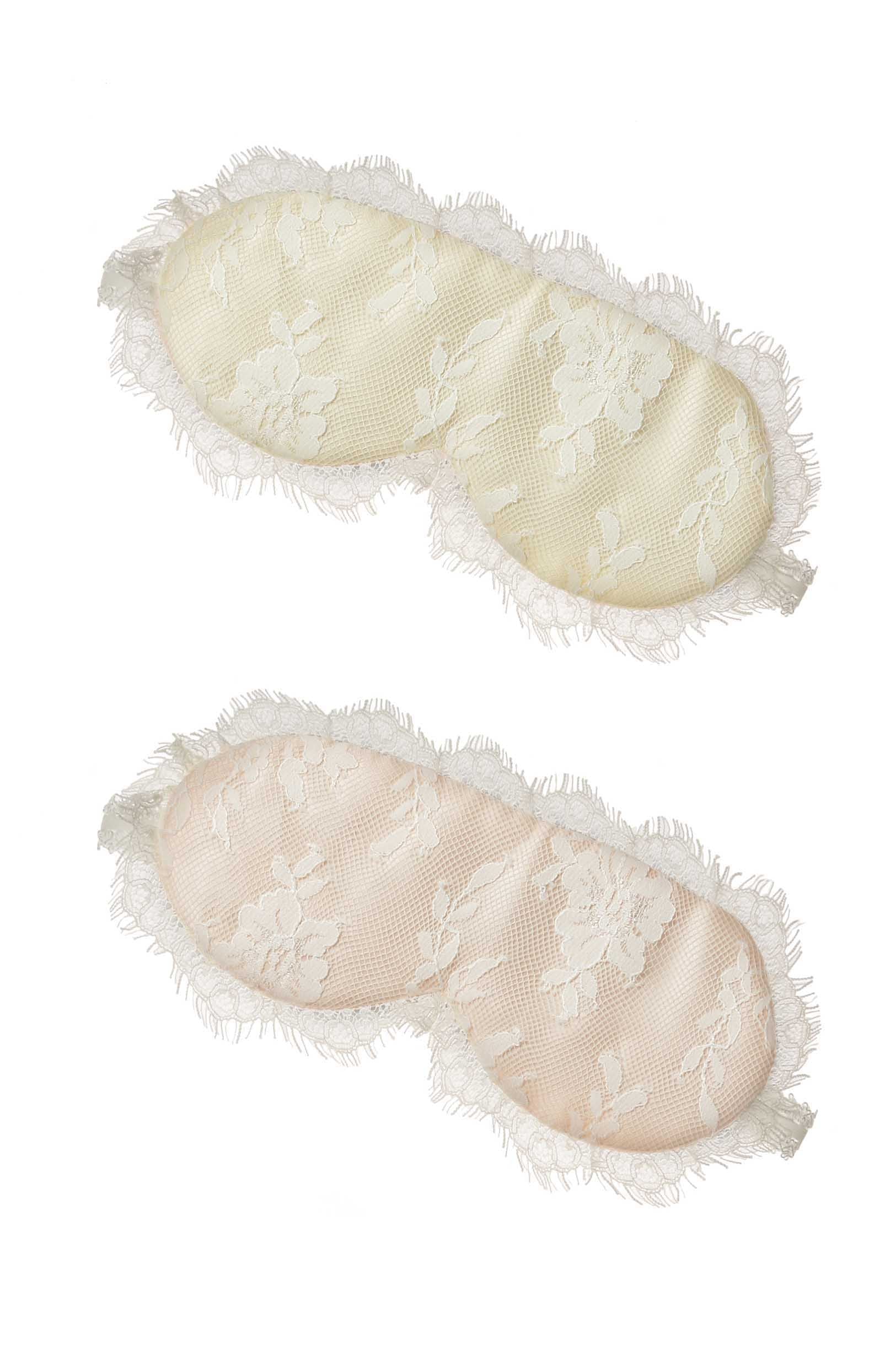 Swan Queen Silk & Lace Sleep Mask - Ivory or Blush Pink Eye Mask for Women, Soft Comfortable Sleeping Blindfold for Night Travel, Nap & Relaxation