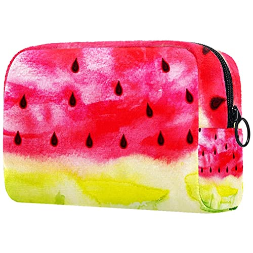 Portable Travel Makeup Bag - Large Waterproof Cosmetic Organizer for Women & Men | Toiletry Case for Makeup, Shaver, Razor | Watermelon Watercolor Design | Perfect for Vacation, Gym, Business Trips & Daily Use