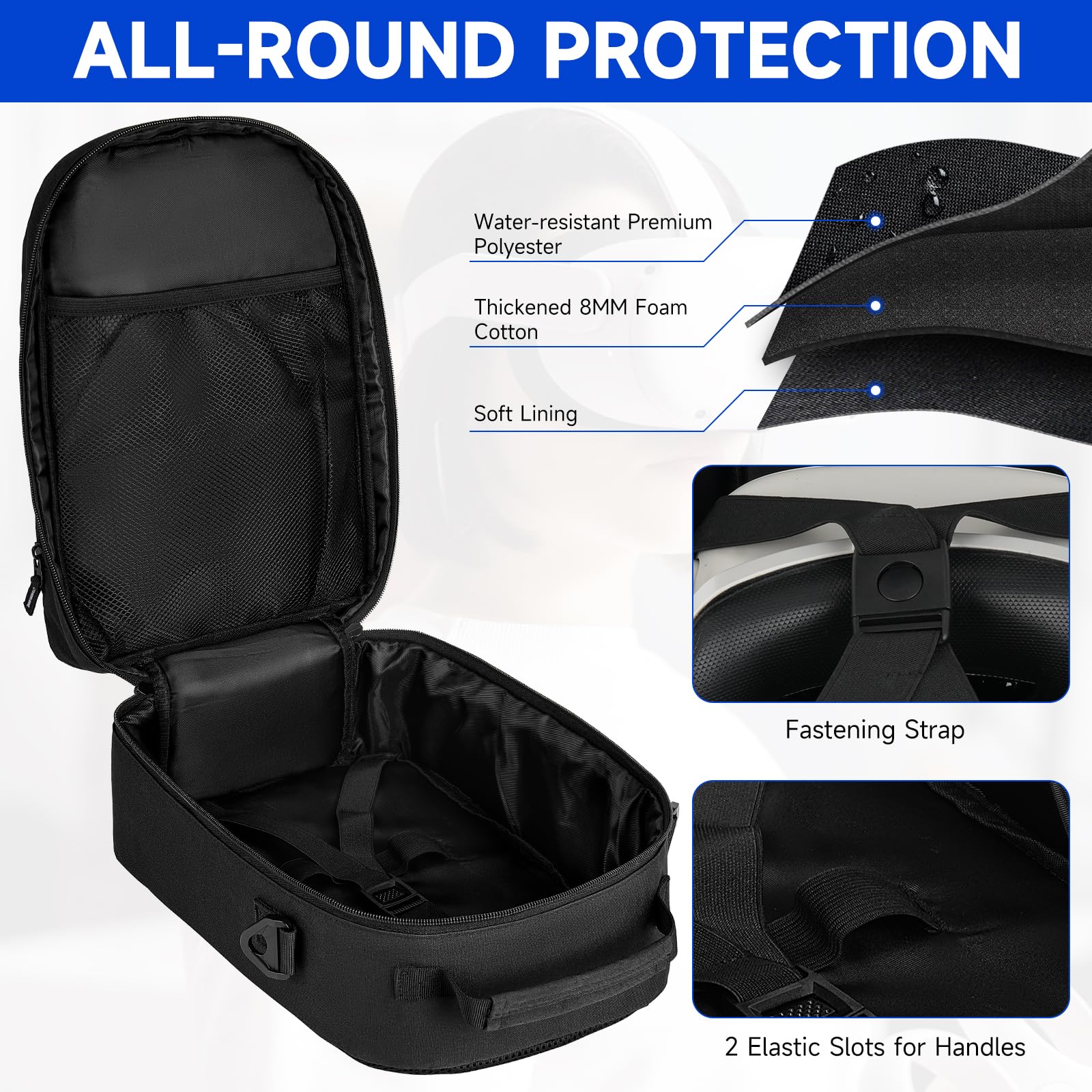 Meta Quest 3S/3, Oculus Quest 2/Pro & Vision Pro VR Headset Carrying Case - Travel Storage Bag for Elite Version VR Gaming Headset, Touch Controllers & Accessories | Perfect for Travel, Gaming Events & Home Storage