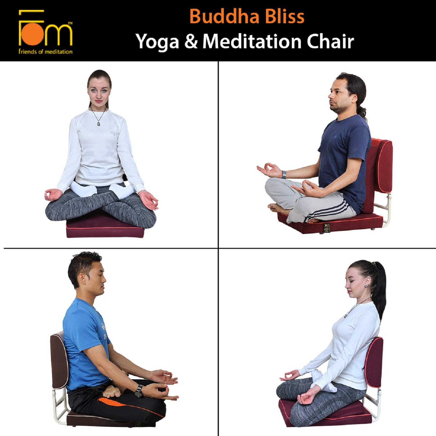 Friends Of Meditation Buddha Bliss Yoga and Meditation Chair - Premium Foldable Floor Seating for Home, Studio & Outdoor Zen Practice
