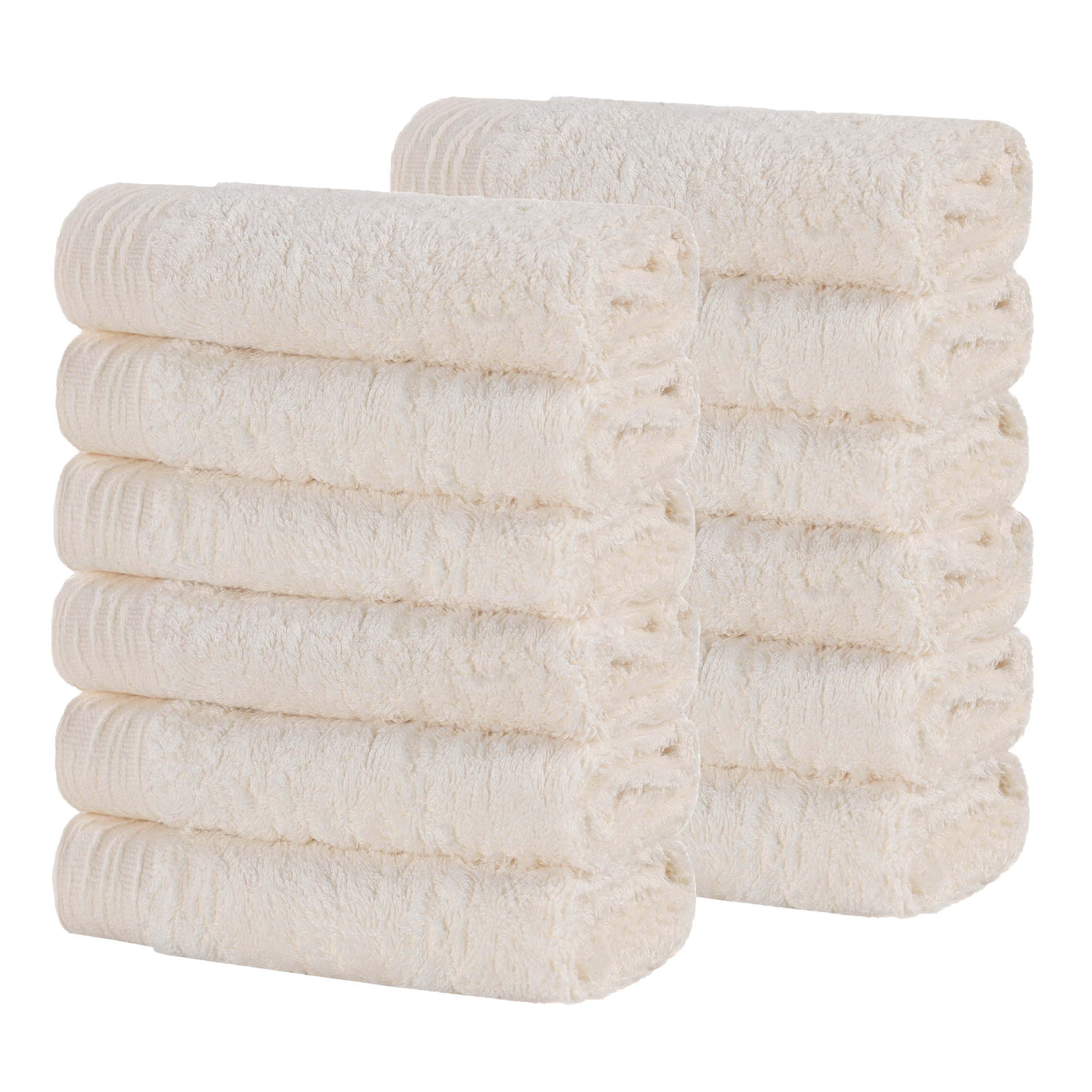 12-Pack Bamboo Rayon Eco-Friendly Face Towels & Washcloths - Soft, Absorbent & Sustainable for Spa, Gym & Daily Skincare