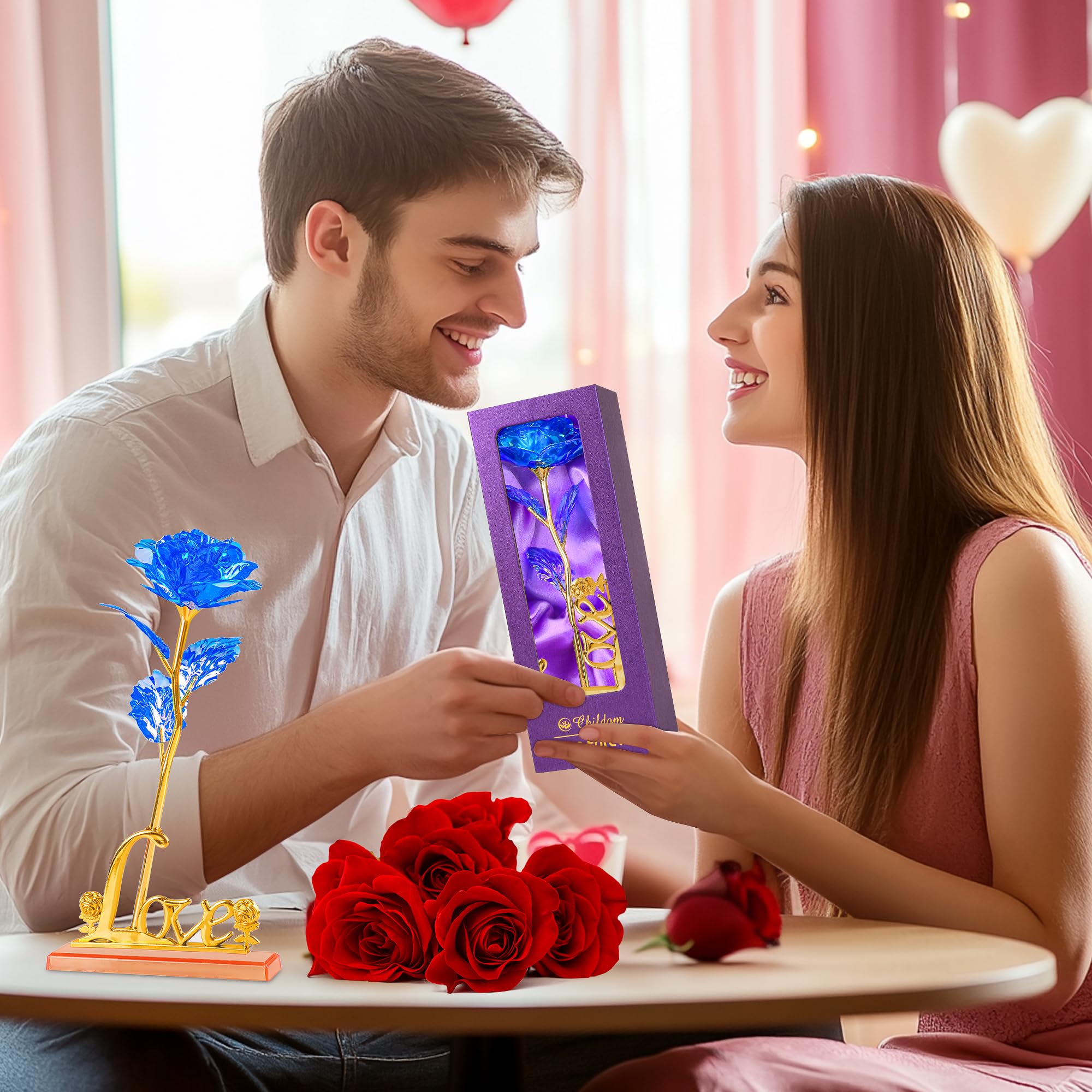 Artificial Blue Rose Flower Gift for Mom - Mother's Day, Birthday, Anniversary & Valentine's Day Present for Wife, Grandma, Women from Daughter or Son - Perfect for Home Decor, Table Centerpiece & Romantic Gift Giving