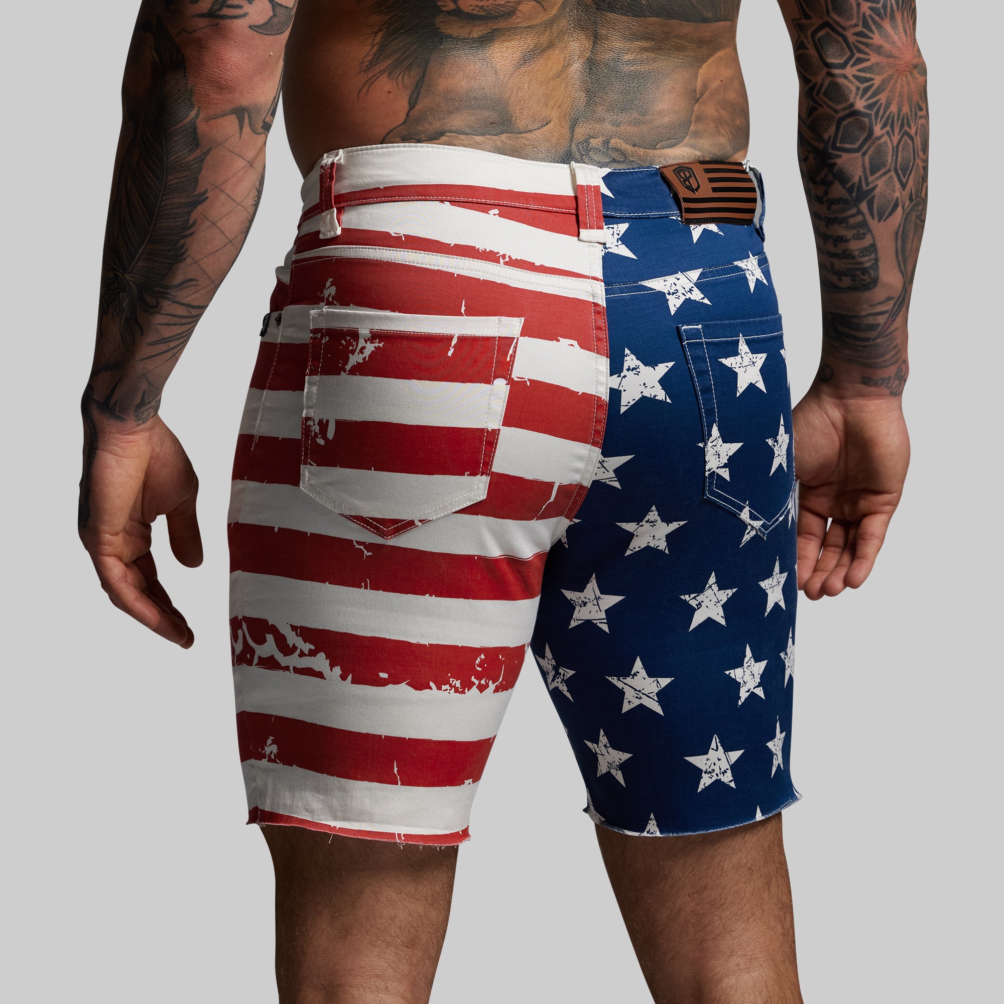 FLEX Stretchy Jorts Denim Shorts - American Flag Design | Comfortable & Stylish for Casual Wear, Summer Outfits, and Patriotic Events