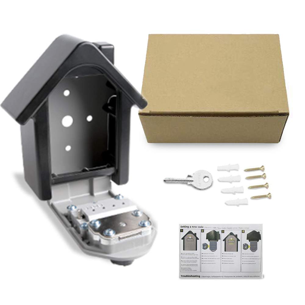 Wall Mount Key Lock Box - 4-Digit Combination Key Safe with Resettable Code, Weatherproof Zinc Alloy Key Storage for Outdoor & Indoor Use - Perfect for House Spare Keys, Vacation Rentals, and Airbnb Properties (Includes Mounting Kit)
