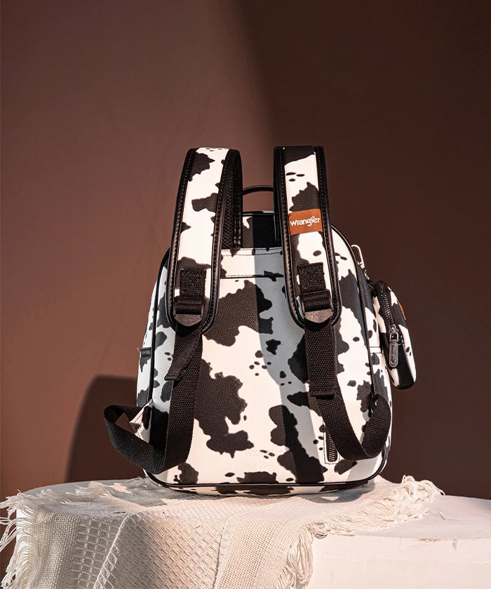 Wrangler Cow Print Backpack for Women & Men - Durable Laptop Backpack with USB Charging Port - Perfect for School, College, Travel & Outdoor Adventures