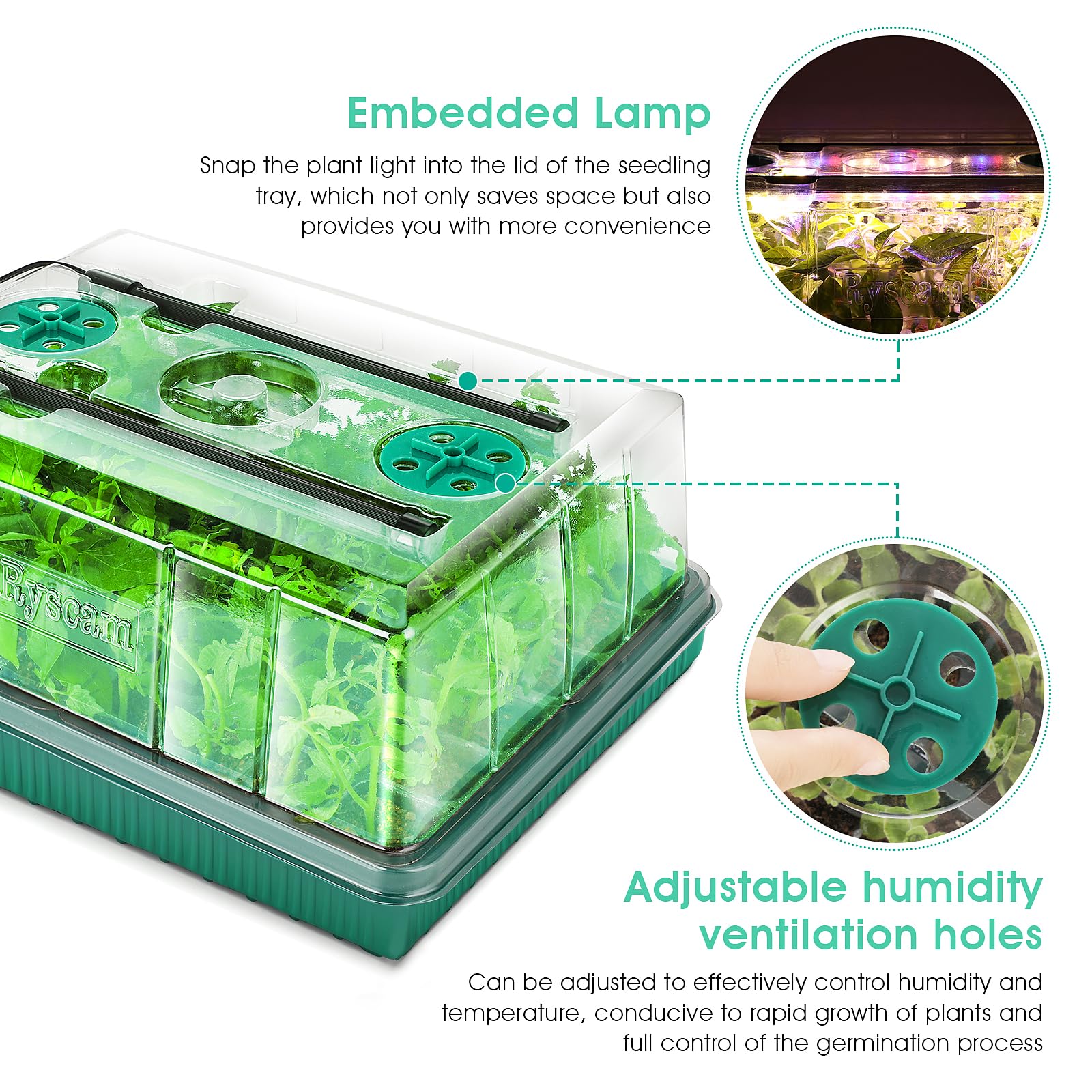 **96-Cell Seed Starter Kit with Grow Light & Humidity Domes – Adjustable LED Light & Auto Timer for Indoor Gardening, Plant Germination, Hydroponics & Herb Growing**