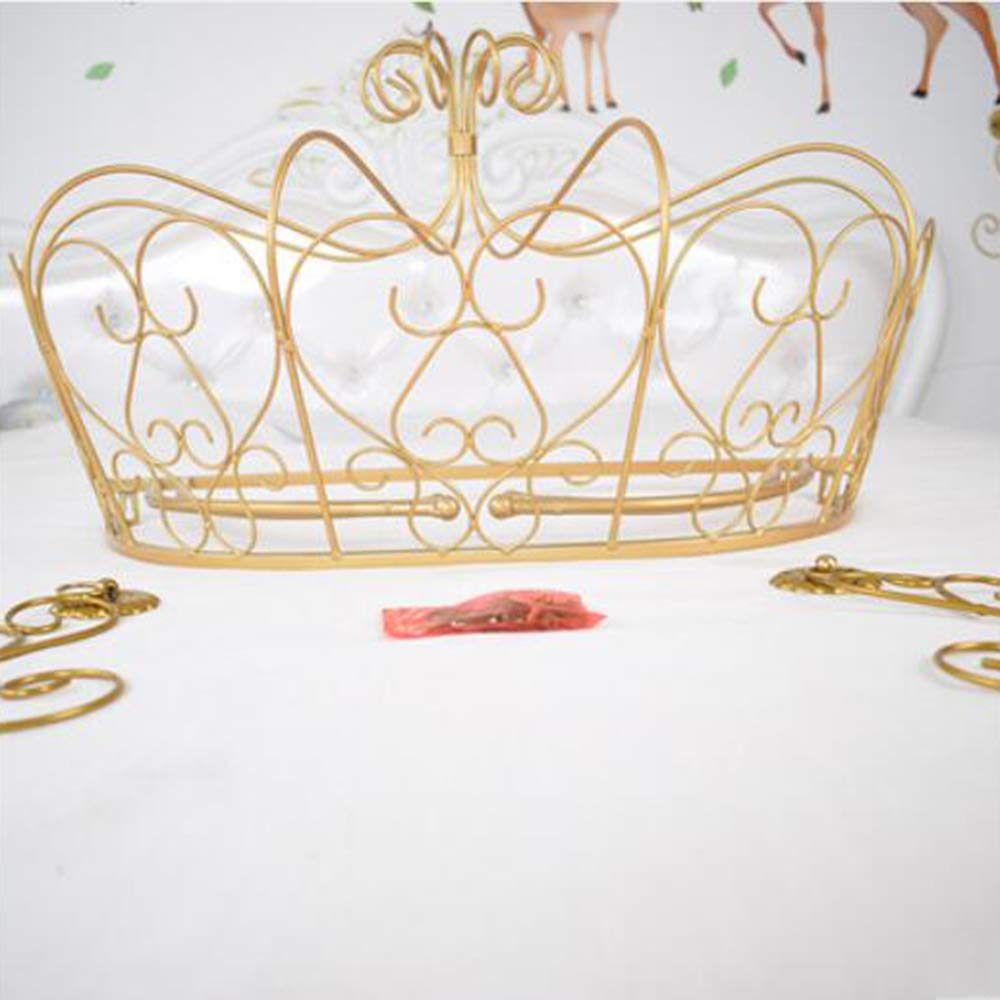 GE&YOBBY Princess Bed Canopy - White Lace Chiffon Bed Curtain with Metal Crown & Star Lights for Girls Bedroom Decor (59 Inch) - Perfect for Birthday Gifts, Nursery Decor & Dreamy Bedroom Makeovers