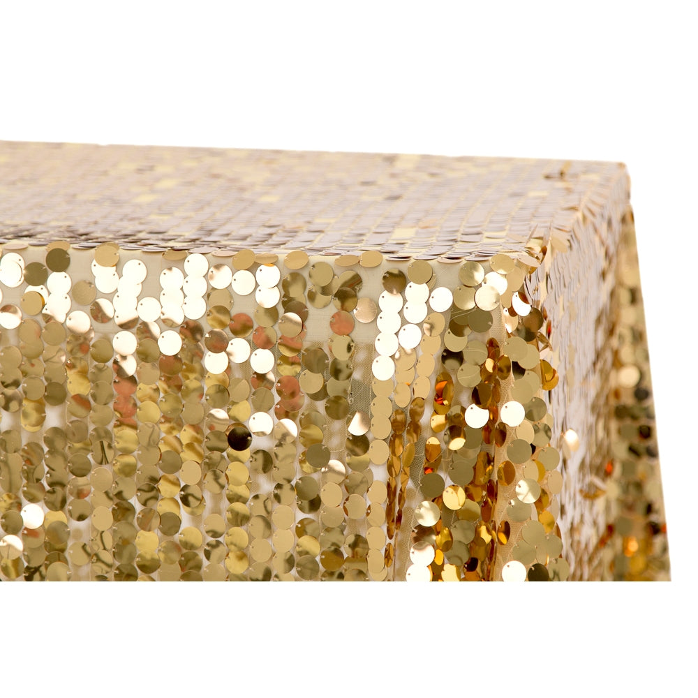 Large Payette Sequin Tablecloth 90x132 Rectangular Gold - Elegant Dining Table Cover for Weddings, Parties & Holiday Decor