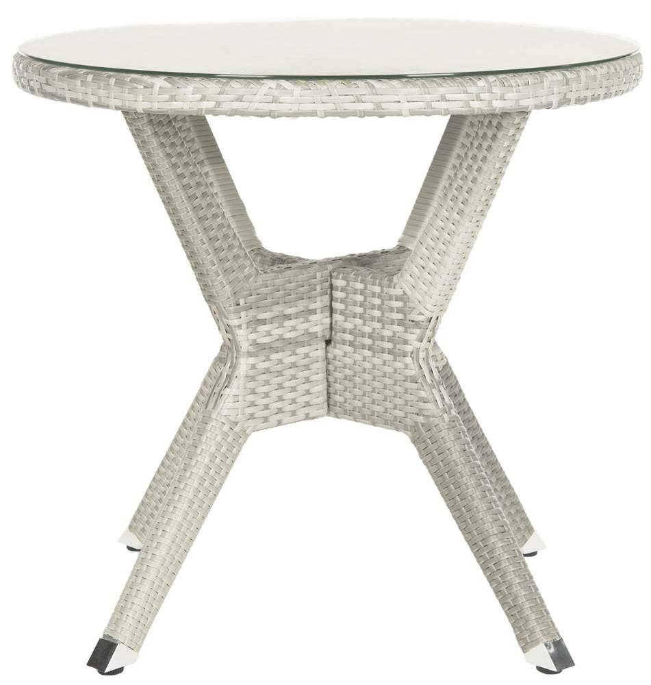 Safavieh Outdoor Round Accent Table - 24 Inch Grey Patio Side Table for Garden, Poolside & Deck - Weather-Resistant Outdoor Furniture for Coffee & Drinks