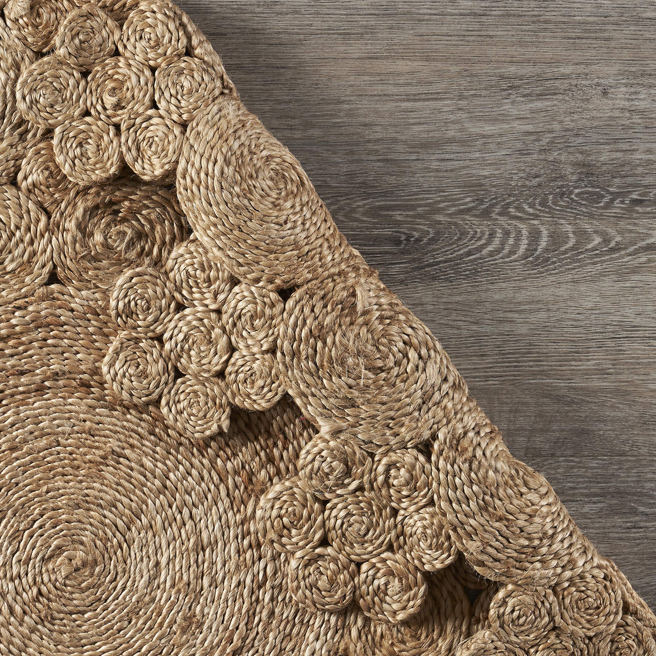 Natural Jute 4ft Round Area Rug - Boho Farmhouse Decor for Living Room & Bedroom