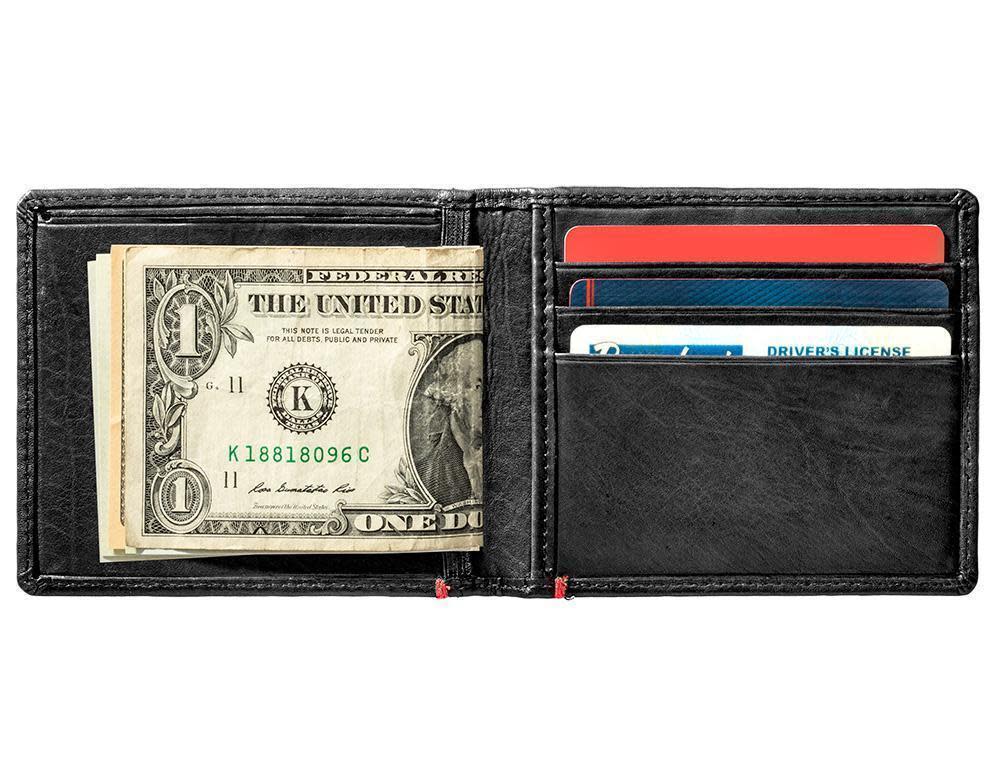 Vintage Zippo 1932 Replica Black Leather Wallet with Metal Plate Design - Perfect for Men's Everyday Carry & Gift Giving