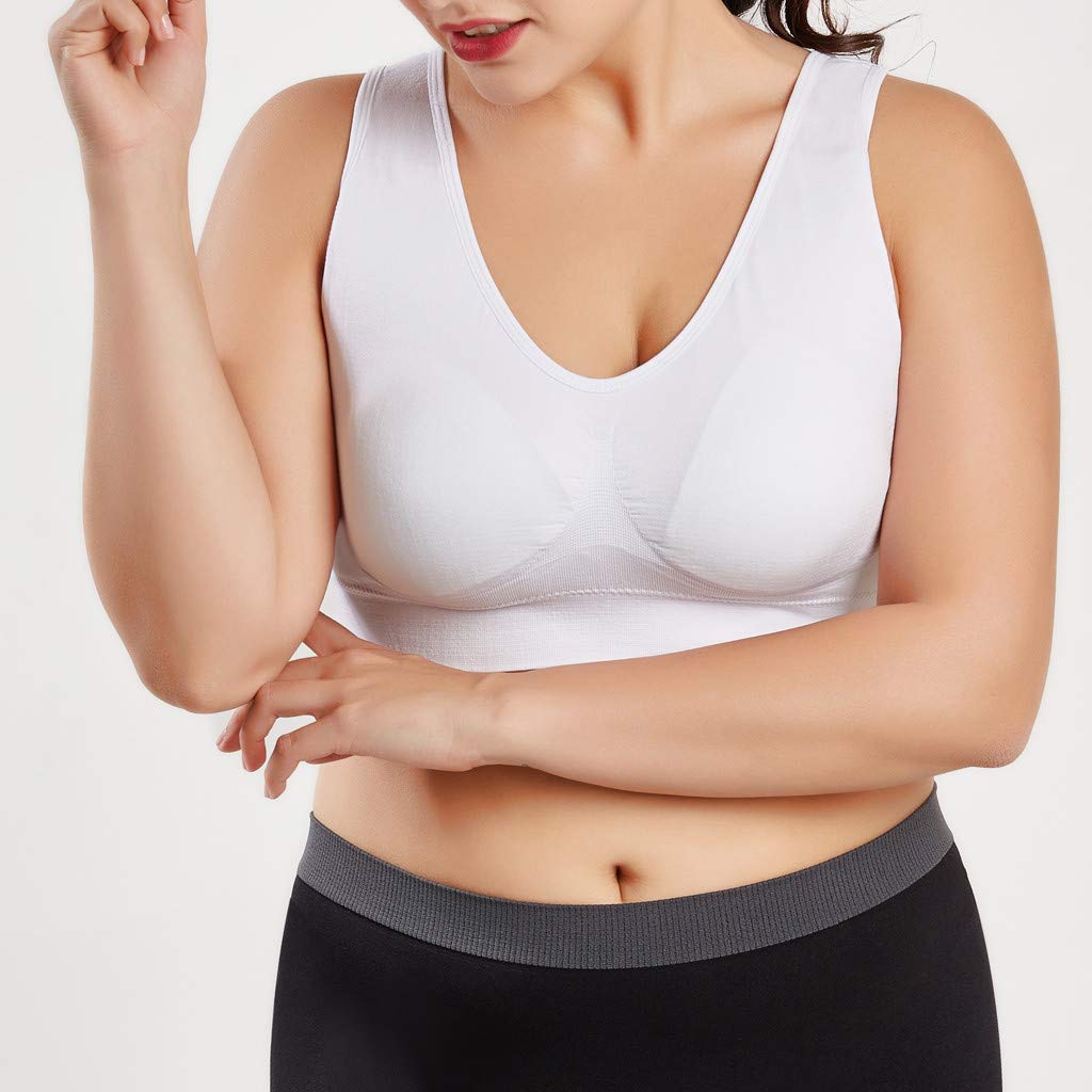 Plus Size Women's Sports Bras - Ultra-Thin Full Coverage Yoga Bra for Fitness & Workouts - Breathable Comfort in Pure White (XXXXL) - Perfect for Gym, Running, and High-Intensity Training