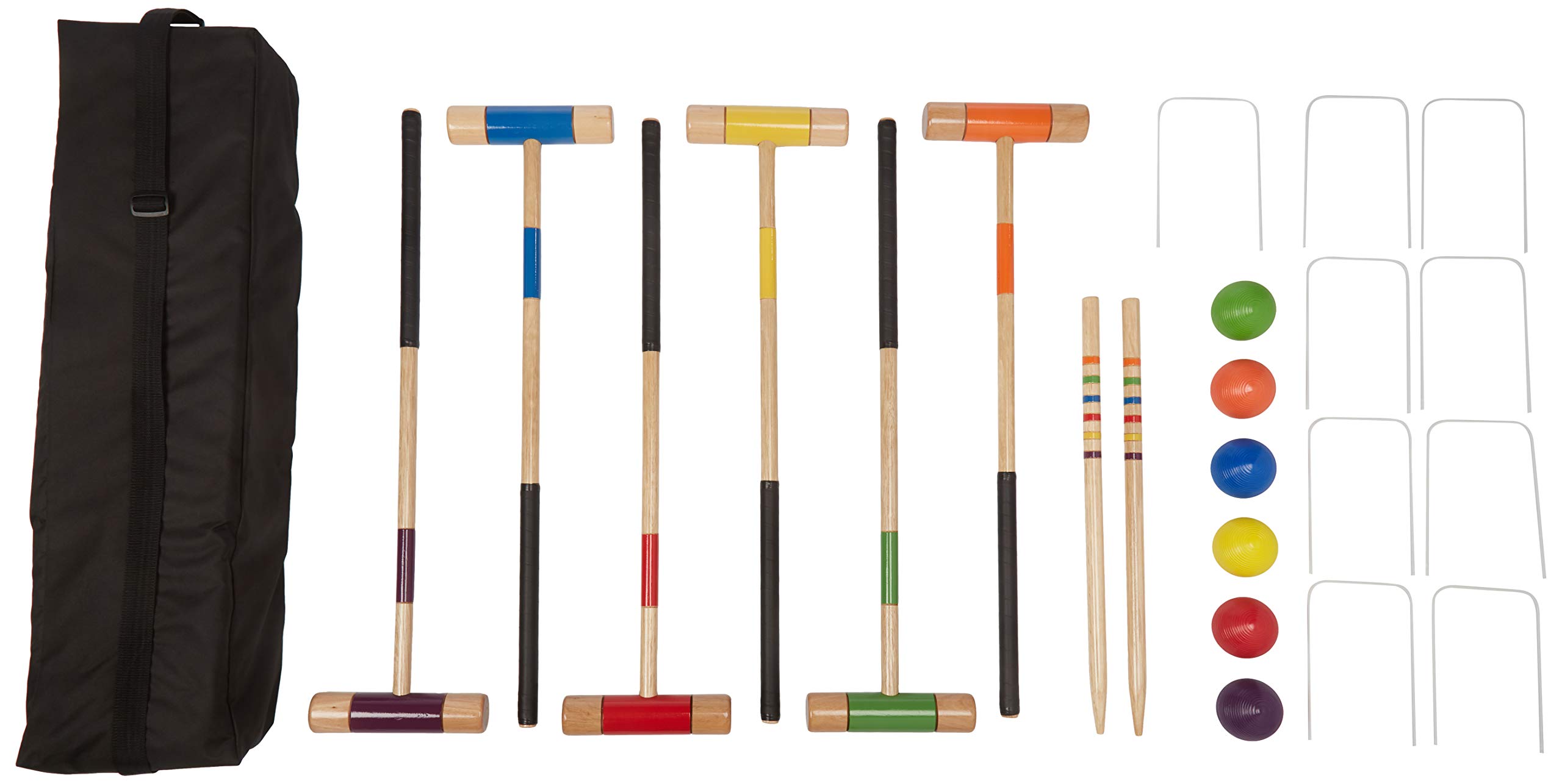 Amazon Basics 6-Player Croquet Set - Premium Black Outdoor Lawn Game for Backyard, Picnic, and Family Fun