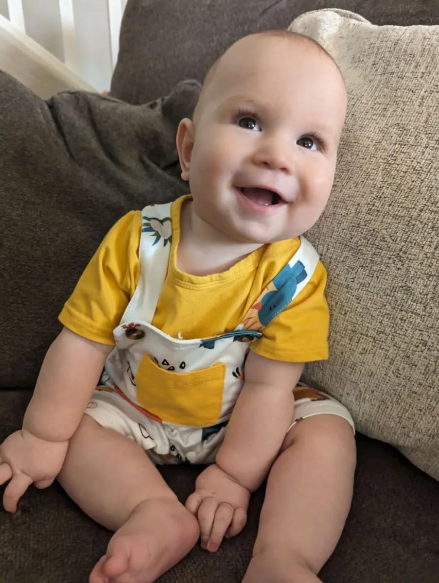 **Baby Boy Summer Outfit - Dinosaur Print Short Sleeve T-Shirt & Romper Set | Cute Infant Clothes for Playtime, Beach & Outdoor Activities**